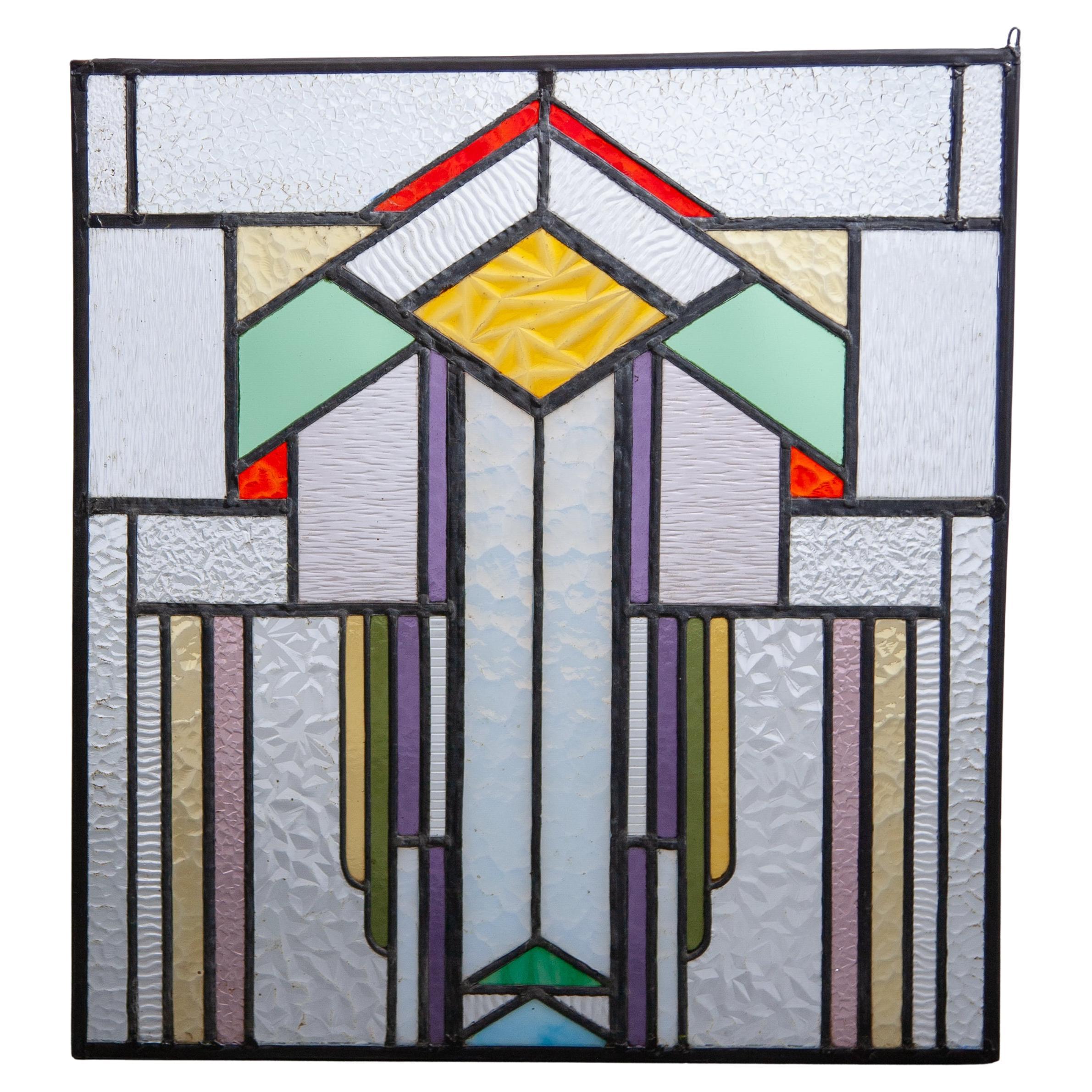 Art Deco Stained Glass Window For Sale