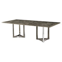 Art Deco Stainless Steel Base Dining Table