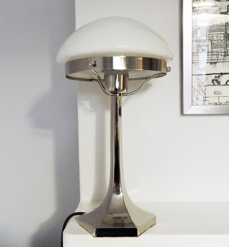 Art Deco Stainless Steel Table Lamp from Lustrerie Deknudt, 1920s For