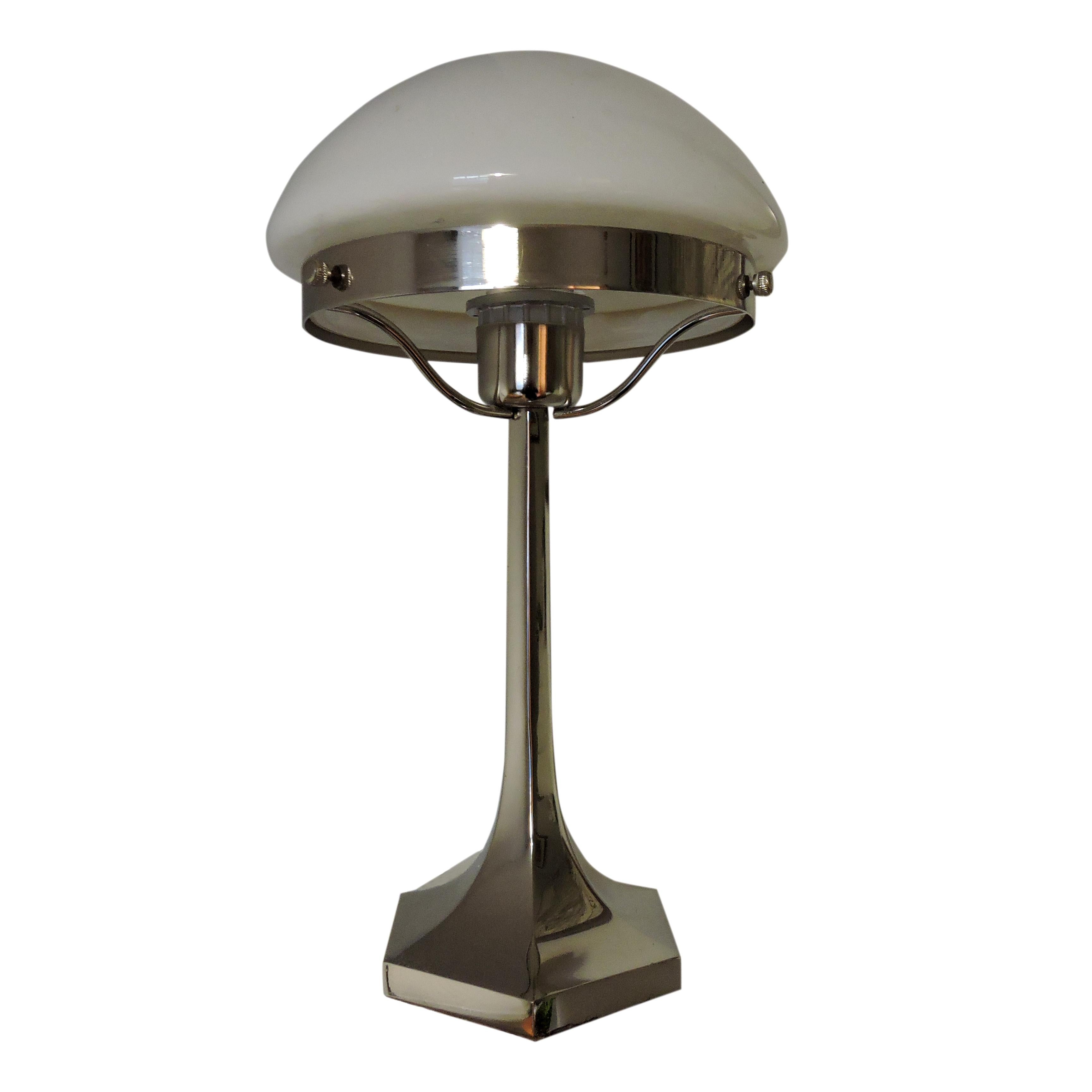 Art Deco Stainless Steel Table Lamp from Lustrerie Deknudt, 1920s For Sale