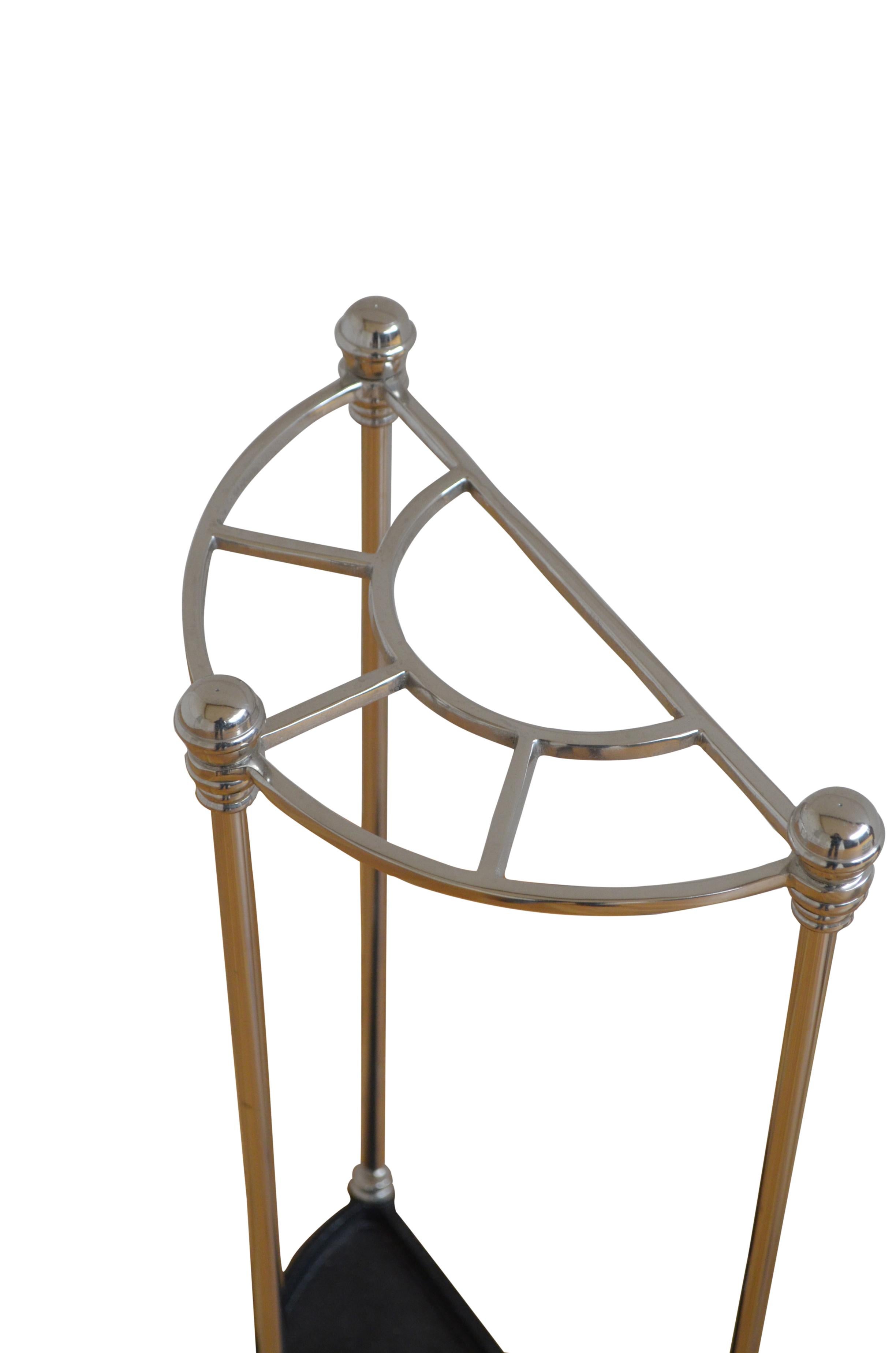 English Art Deco Stainless Steel Umbrella Stand For Sale