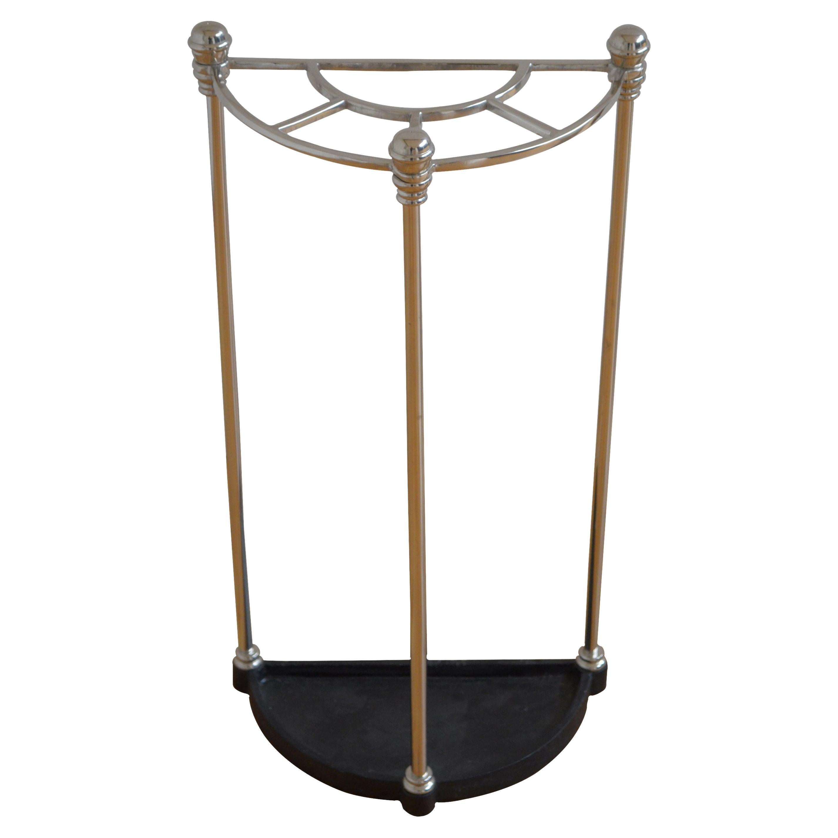 Art Deco Stainless Steel Umbrella Stand For Sale
