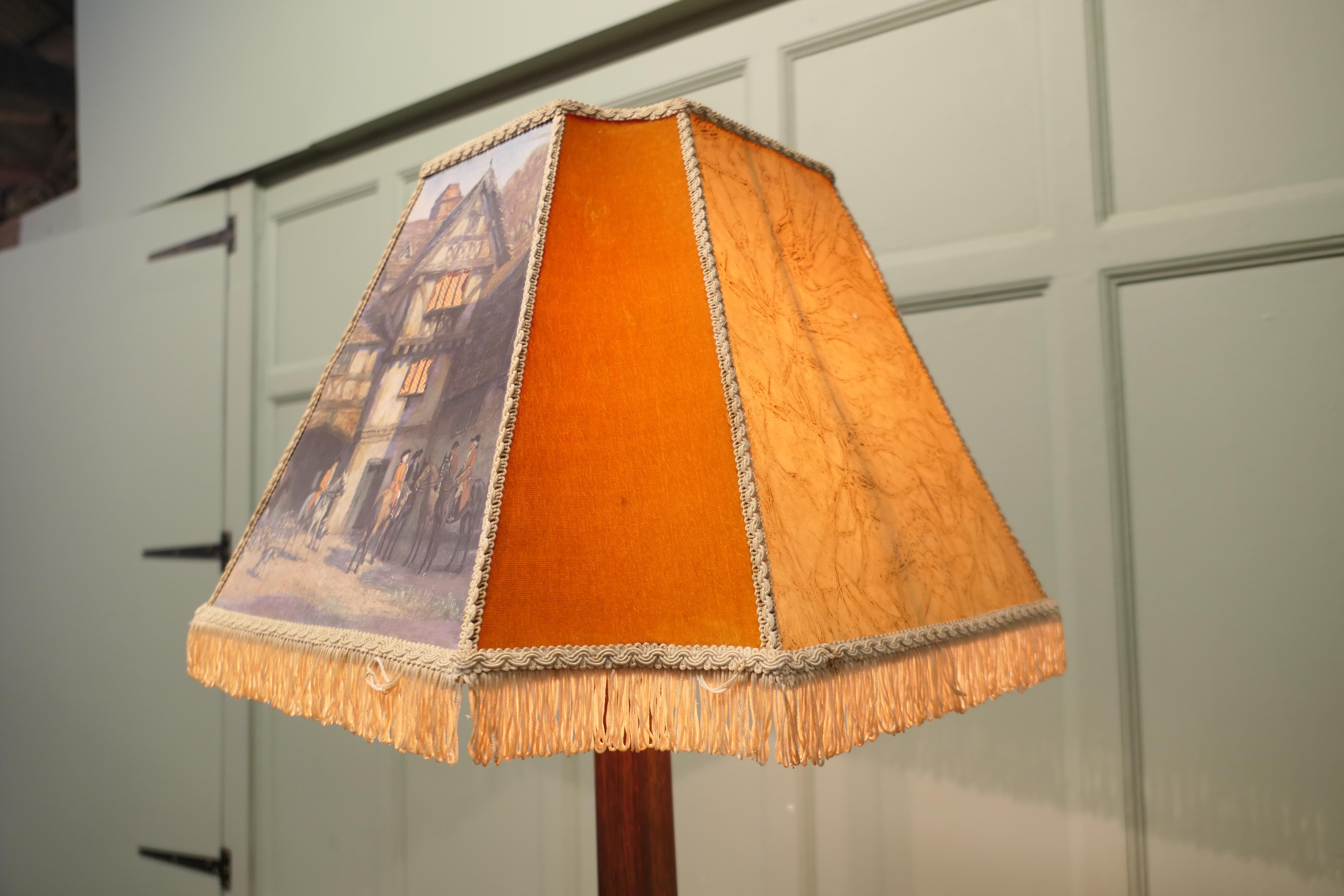 Early 20th Century Art Deco Standard or Floor Lamp, Interesting Shade For Sale