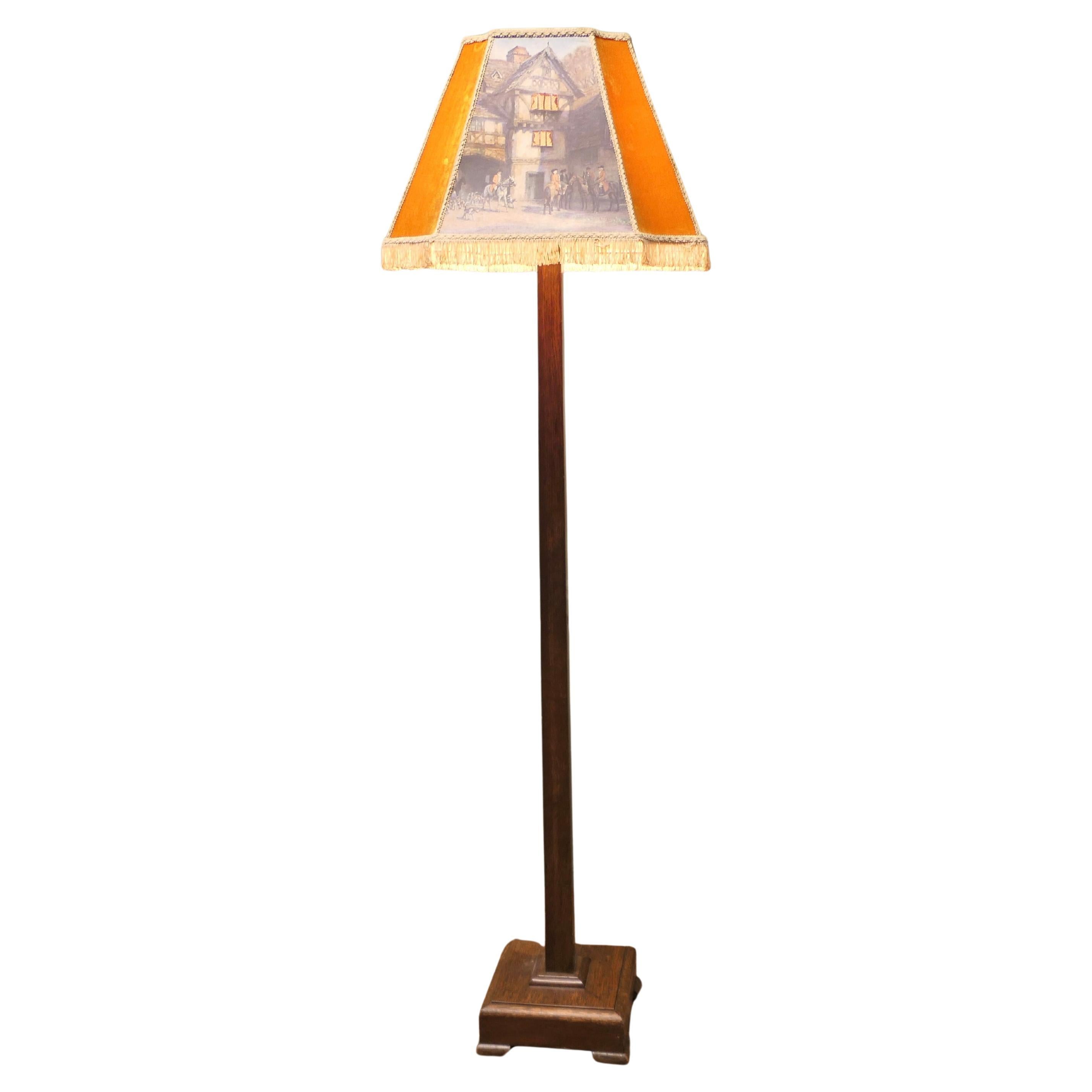 Art Deco Standard or Floor Lamp, Interesting Shade For Sale