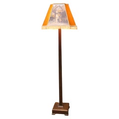 Antique Art Deco Standard or Floor Lamp, Interesting Shade