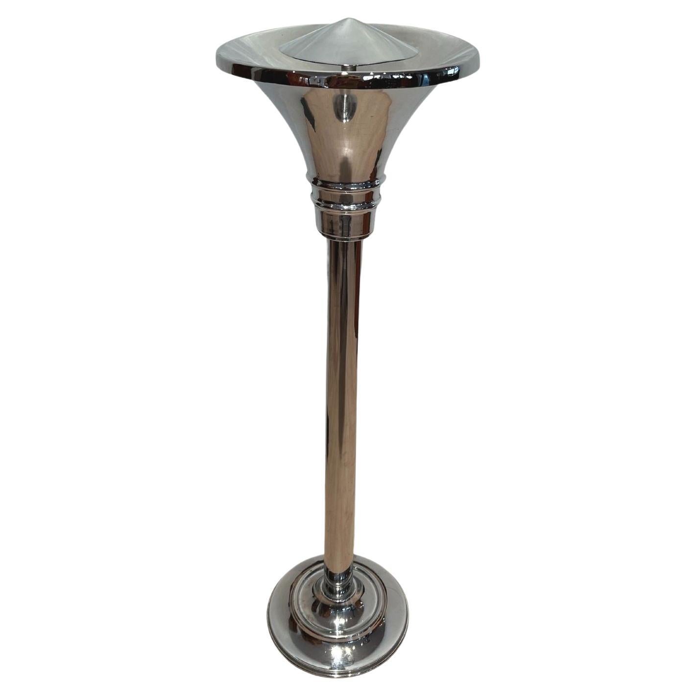 Art Deco Floor Ashtray, Polished Chrome, Geneve, Switzerland, circa 1930