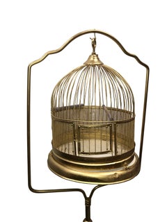 Art Deco Standing Brass Birdcage