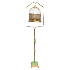 Art Deco Standing Brass Birdcage
