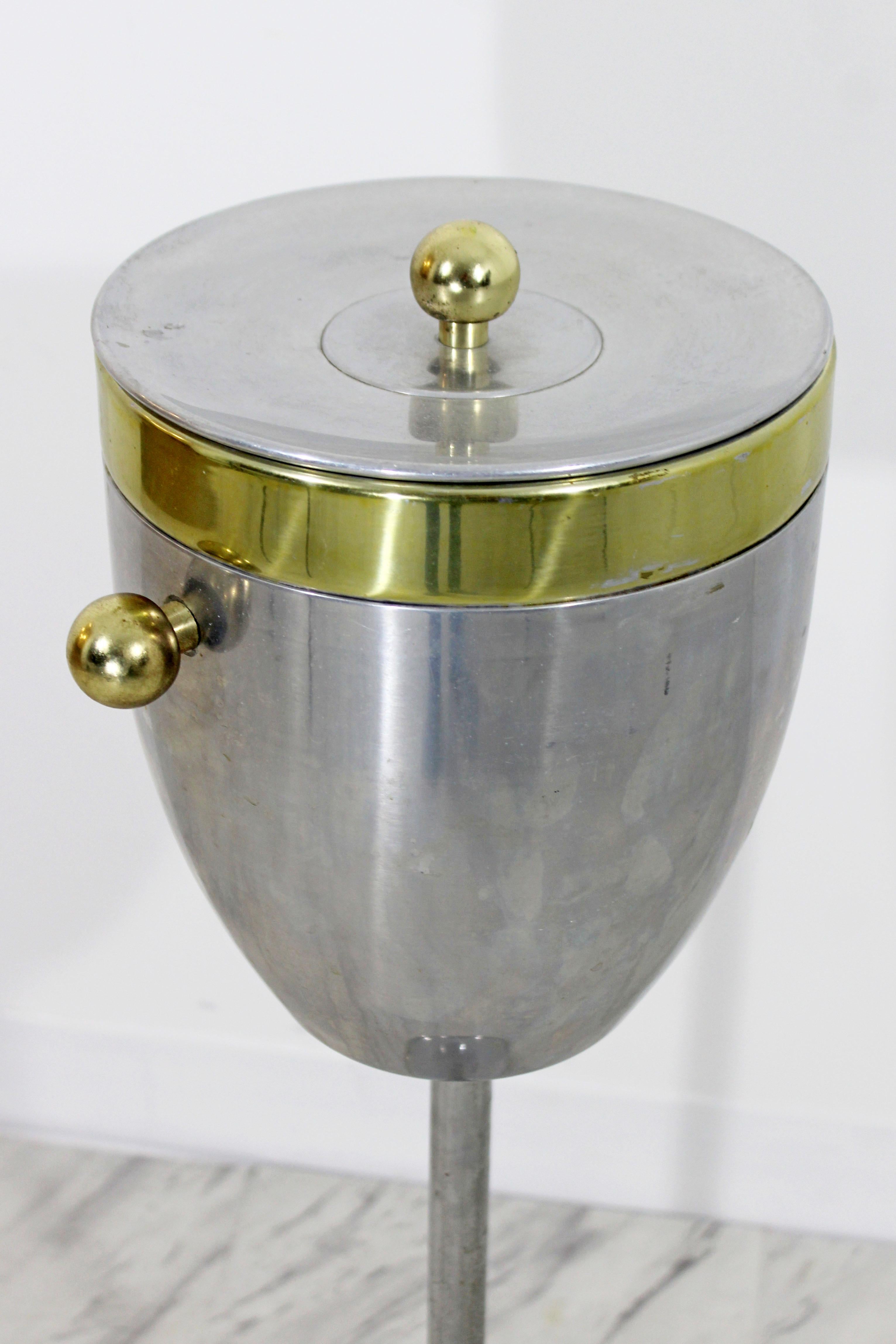 Mid-20th Century Art Deco Standing Champagne Ice Cooler Aluminium and Brass