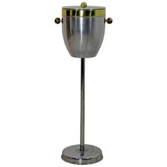 Art Deco Standing Champagne Ice Cooler Aluminium and Brass