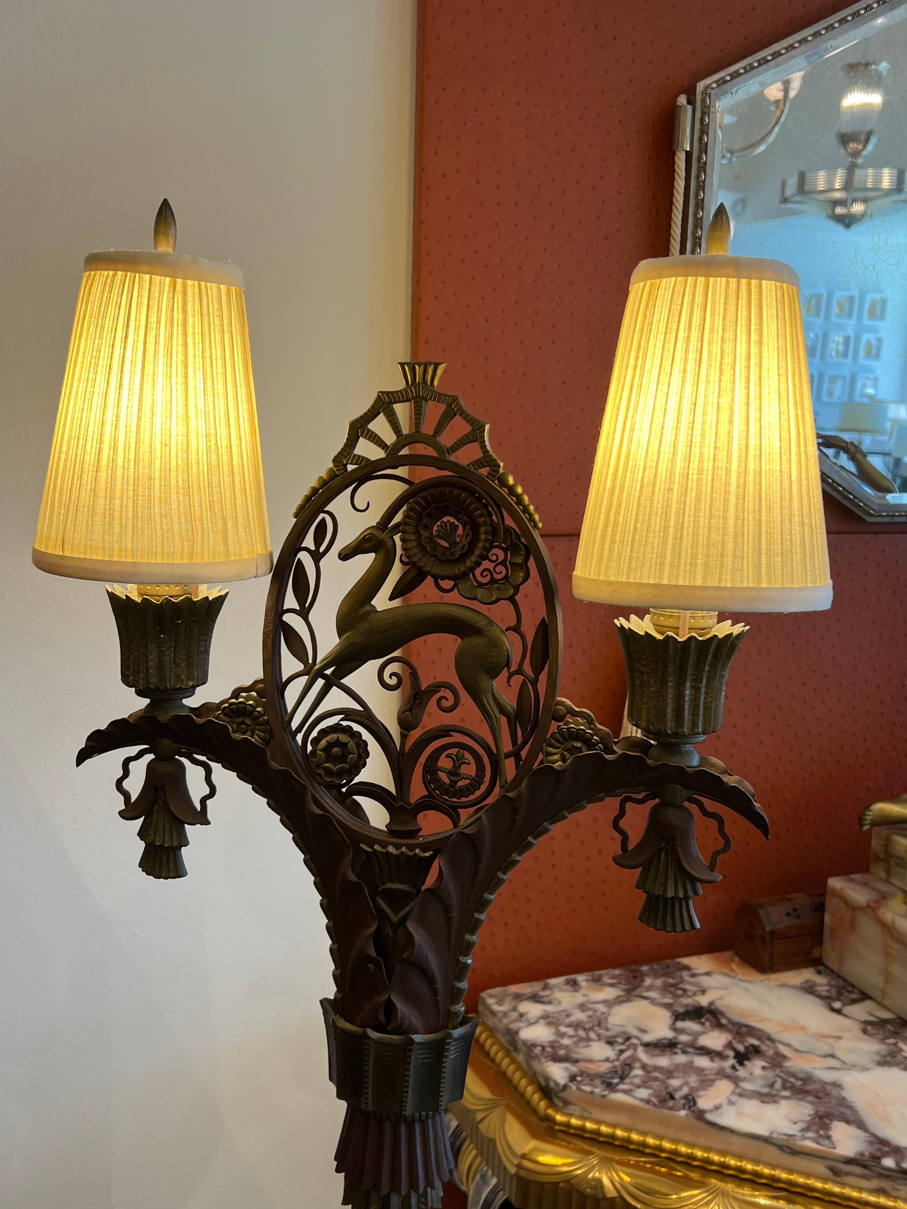 French Art Deco Standing Lamp in the Style of Edgar Brandt