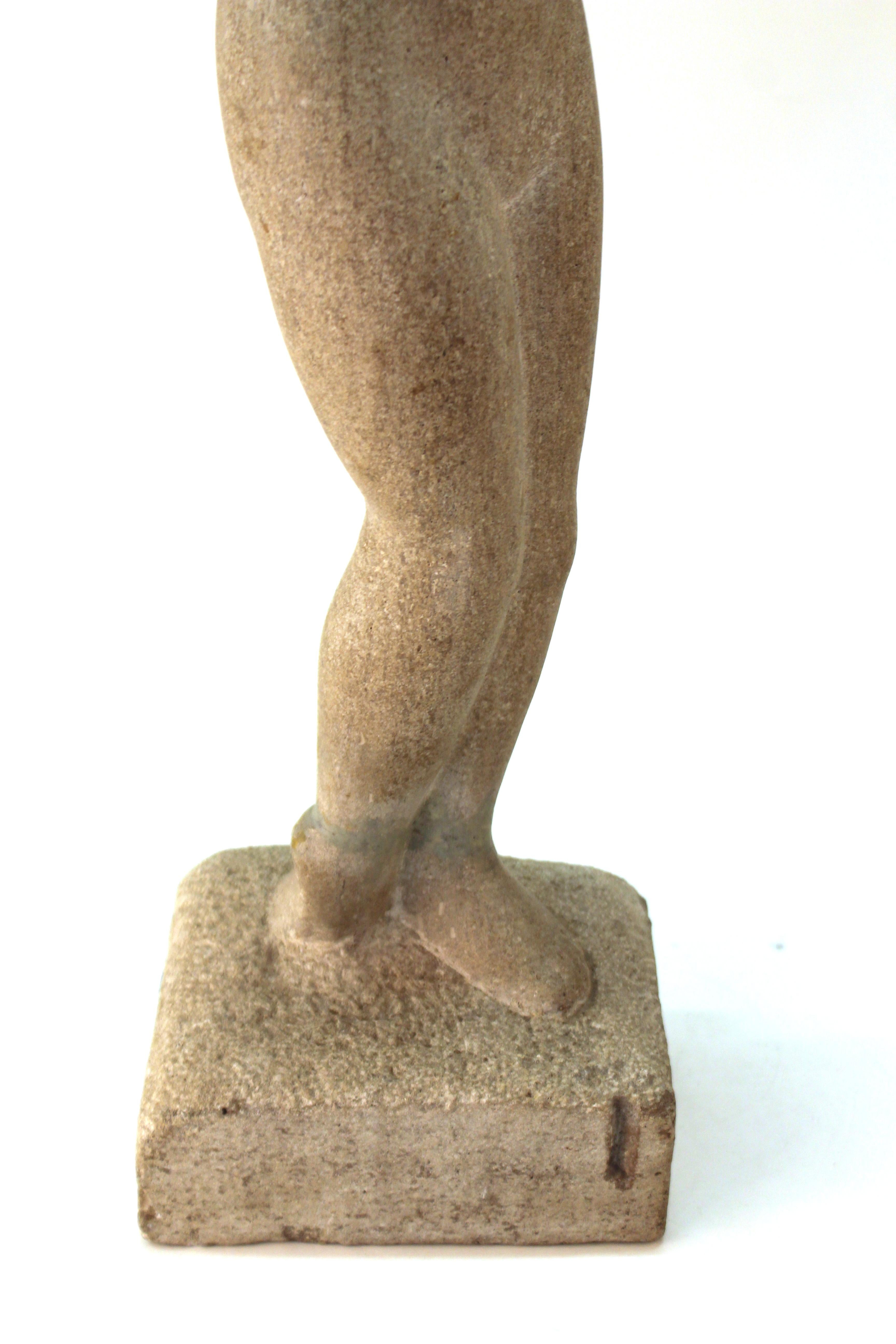 Art Deco Standing Nude Stone Sculpture In Good Condition In New York, NY