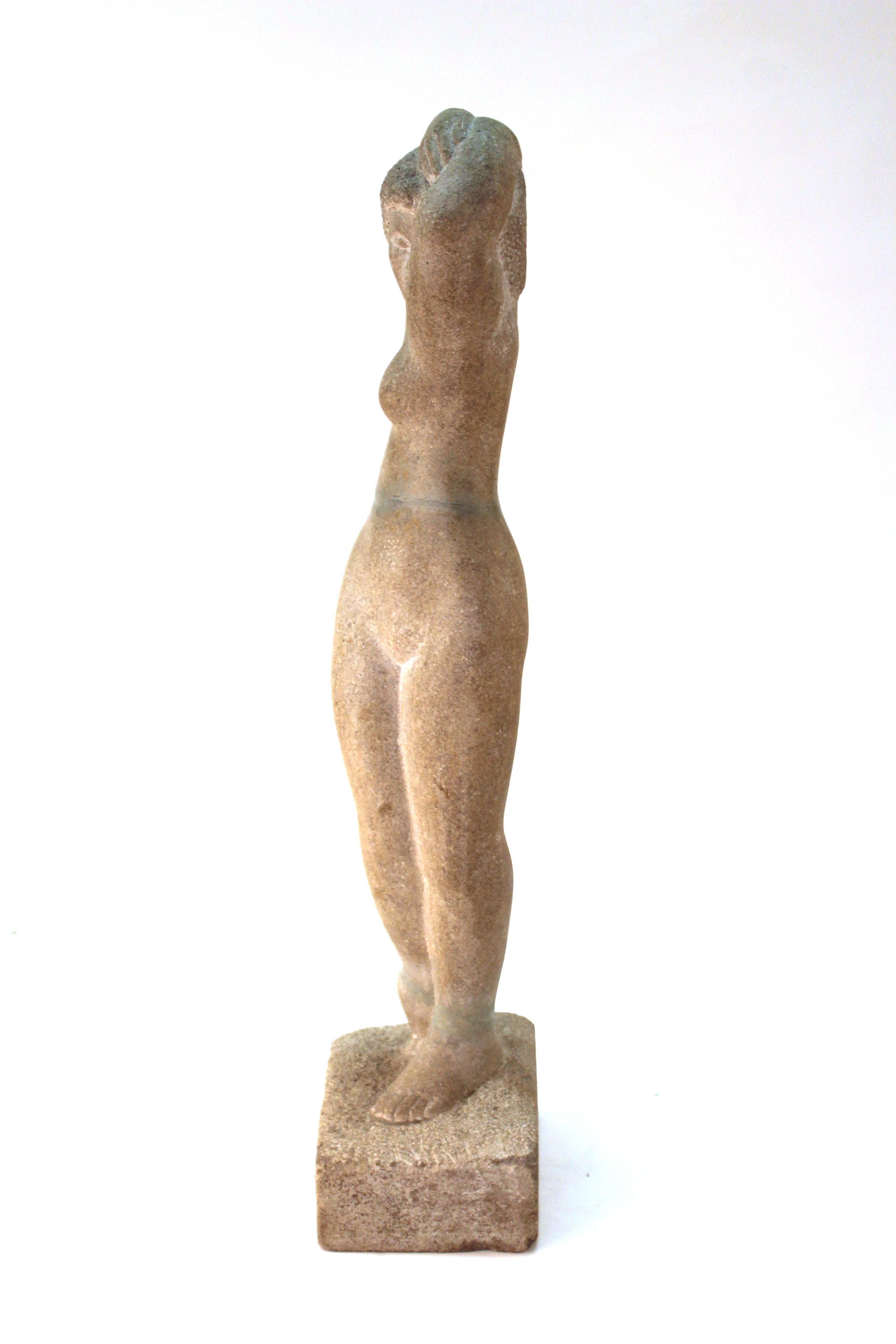 Art Deco Standing Nude Stone Sculpture 1