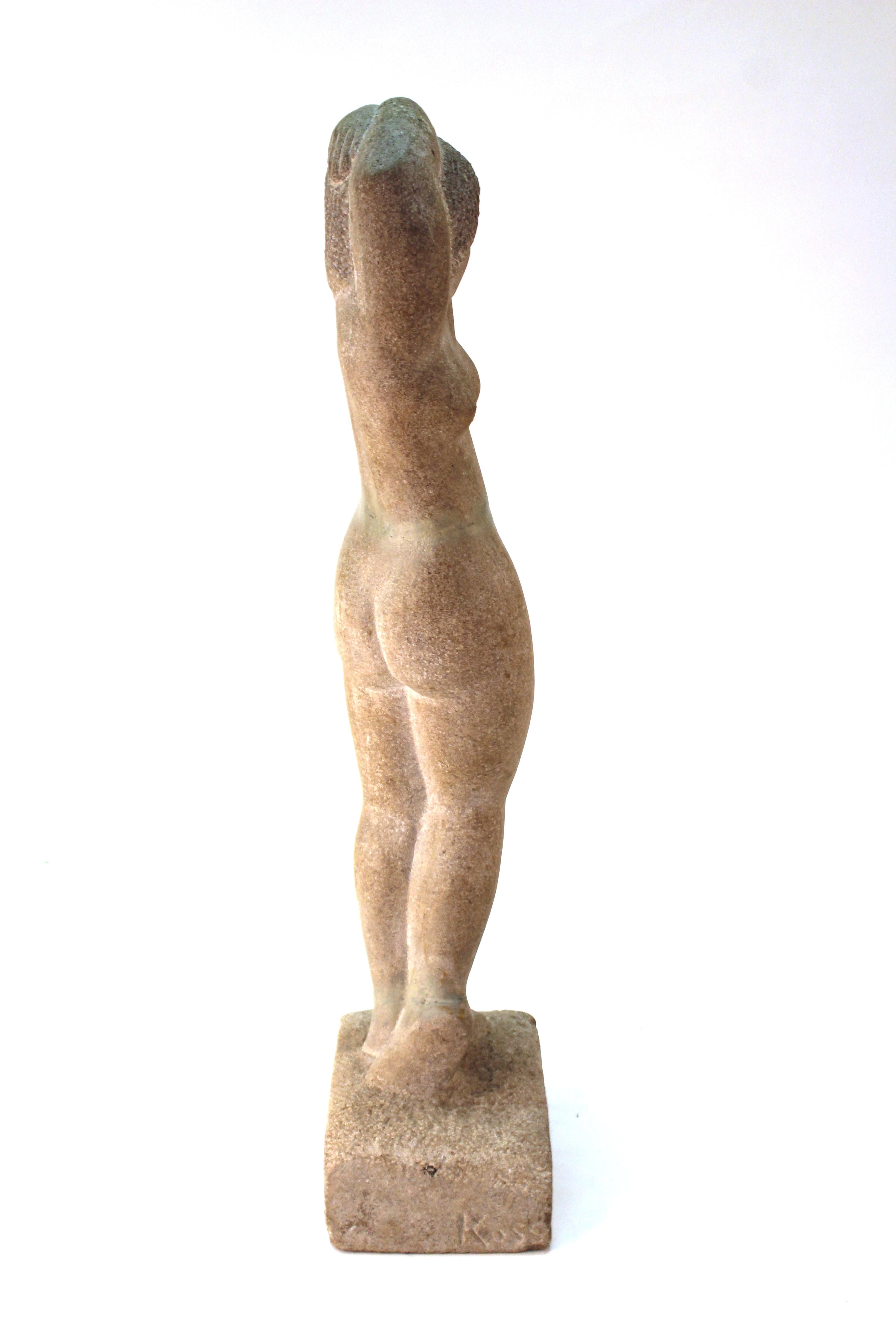 Art Deco Standing Nude Stone Sculpture 3