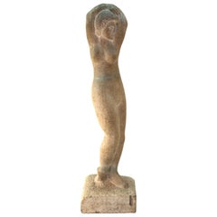 Art Deco Standing Nude Stone Sculpture