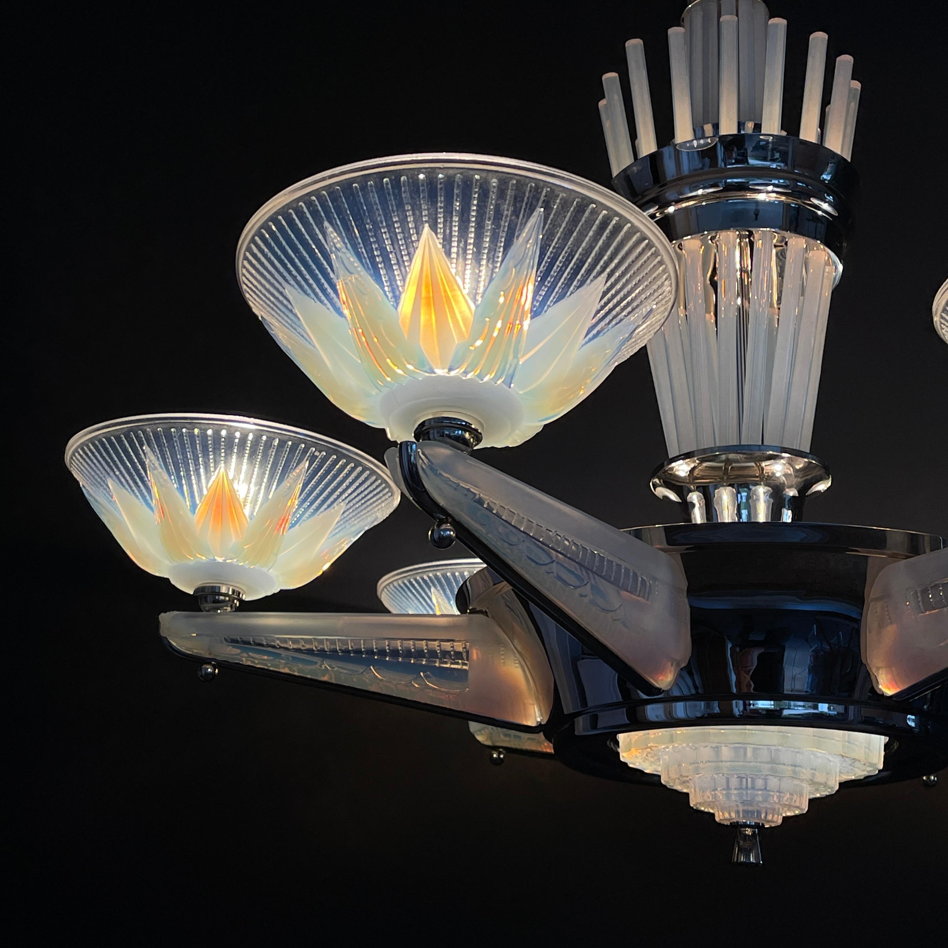 Art Deco star lamp chandelier from Petitot & Ezan, 1930s For Sale 5