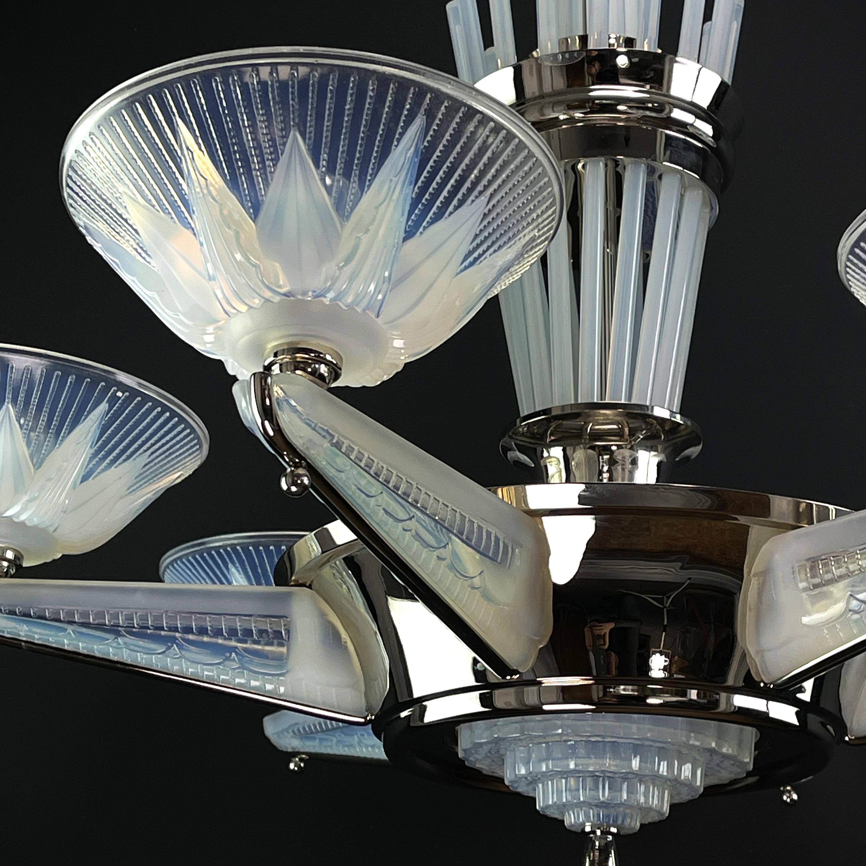 Art Deco star lamp chandelier from Petitot & Ezan, 1930s For Sale 3