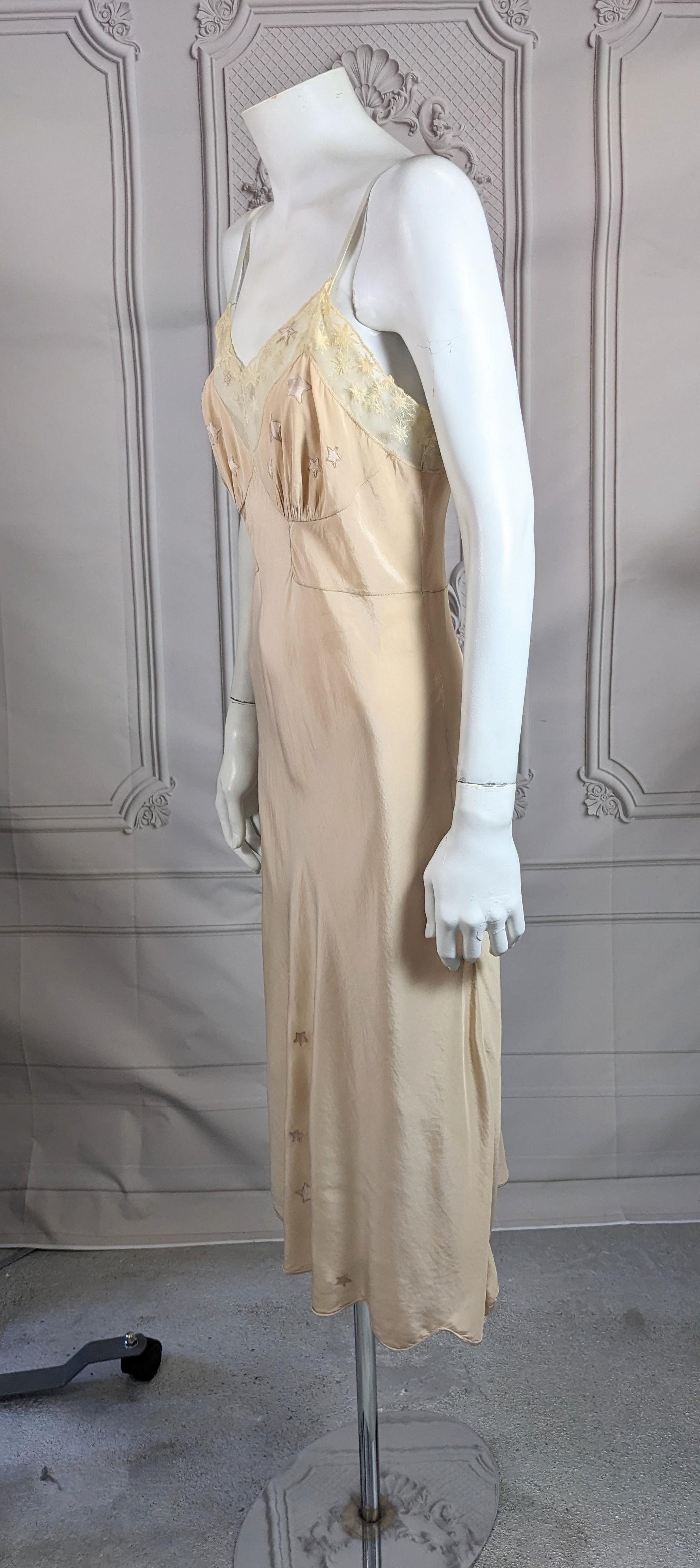 Women's Art Deco Star Motif Silk Slip Dress For Sale