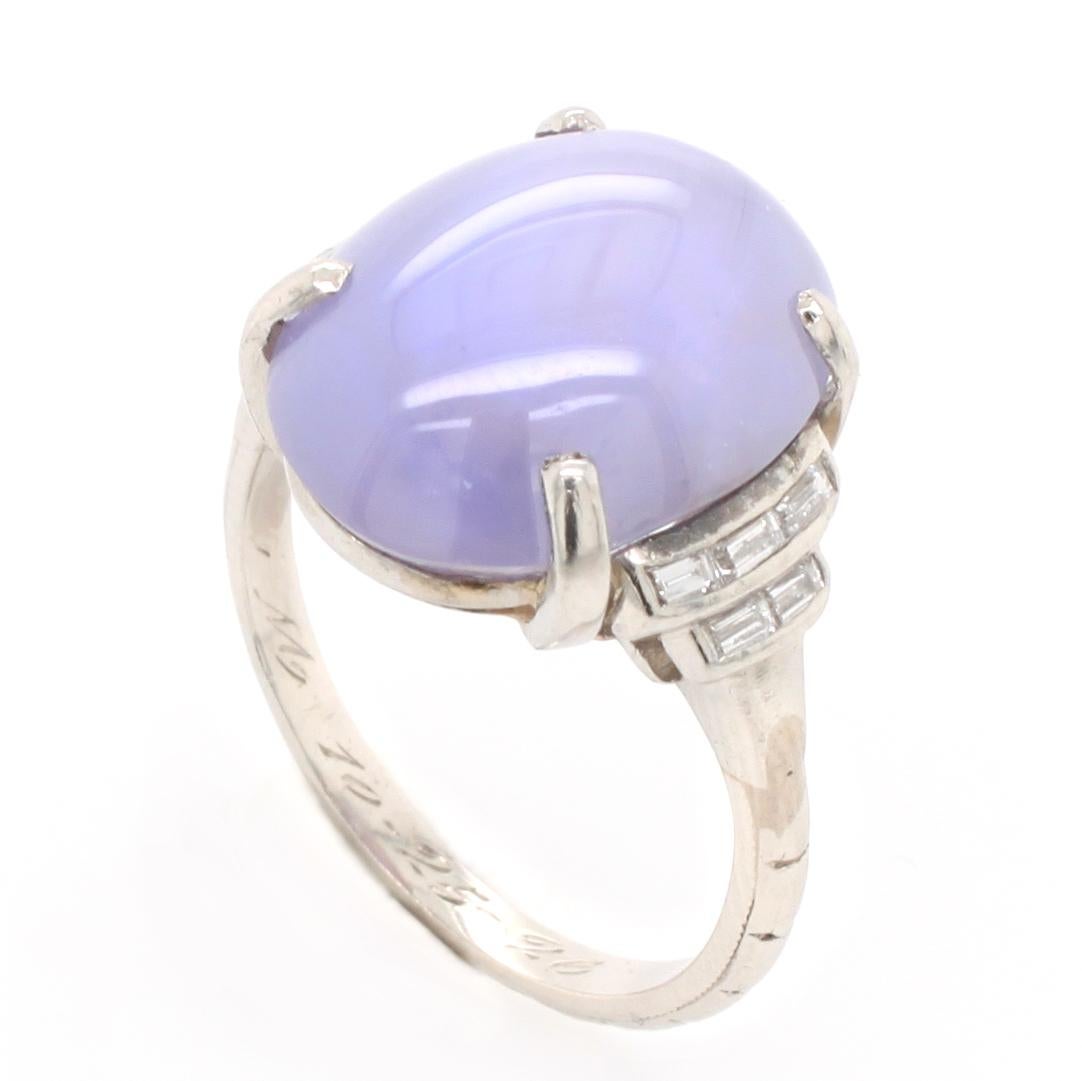 Art Deco Star Sapphire and Diamond Ring, 1920s 2