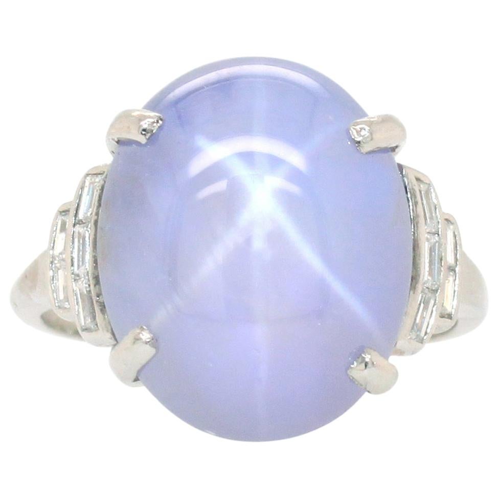 Art Deco Star Sapphire and Diamond Ring, 1920s