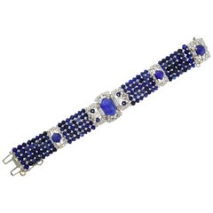Art Deco Star Sapphire Diamond Platinum Bracelet