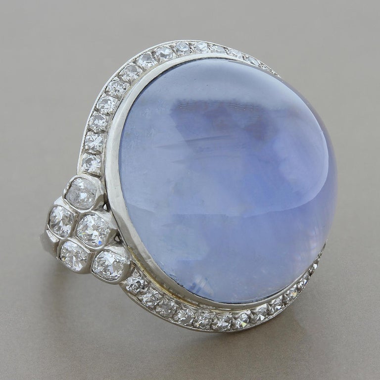 Art Deco Star Sapphire Diamond Platinum Ring For Sale at 1stdibs
