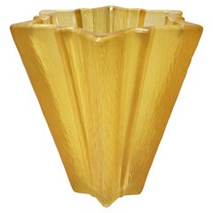 Art Deco Star Shaped Yellow Glass Vase Attributed to Pierre D'Avesn for Daum