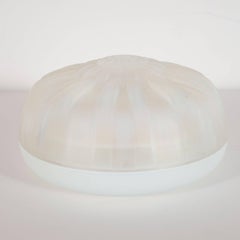 Art Deco Starburst Circular Covered Box in Opalescent Glass by Hunebelle