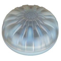 Art Deco Starburst Circular Covered Box in Opalescent Glass by Hunebelle