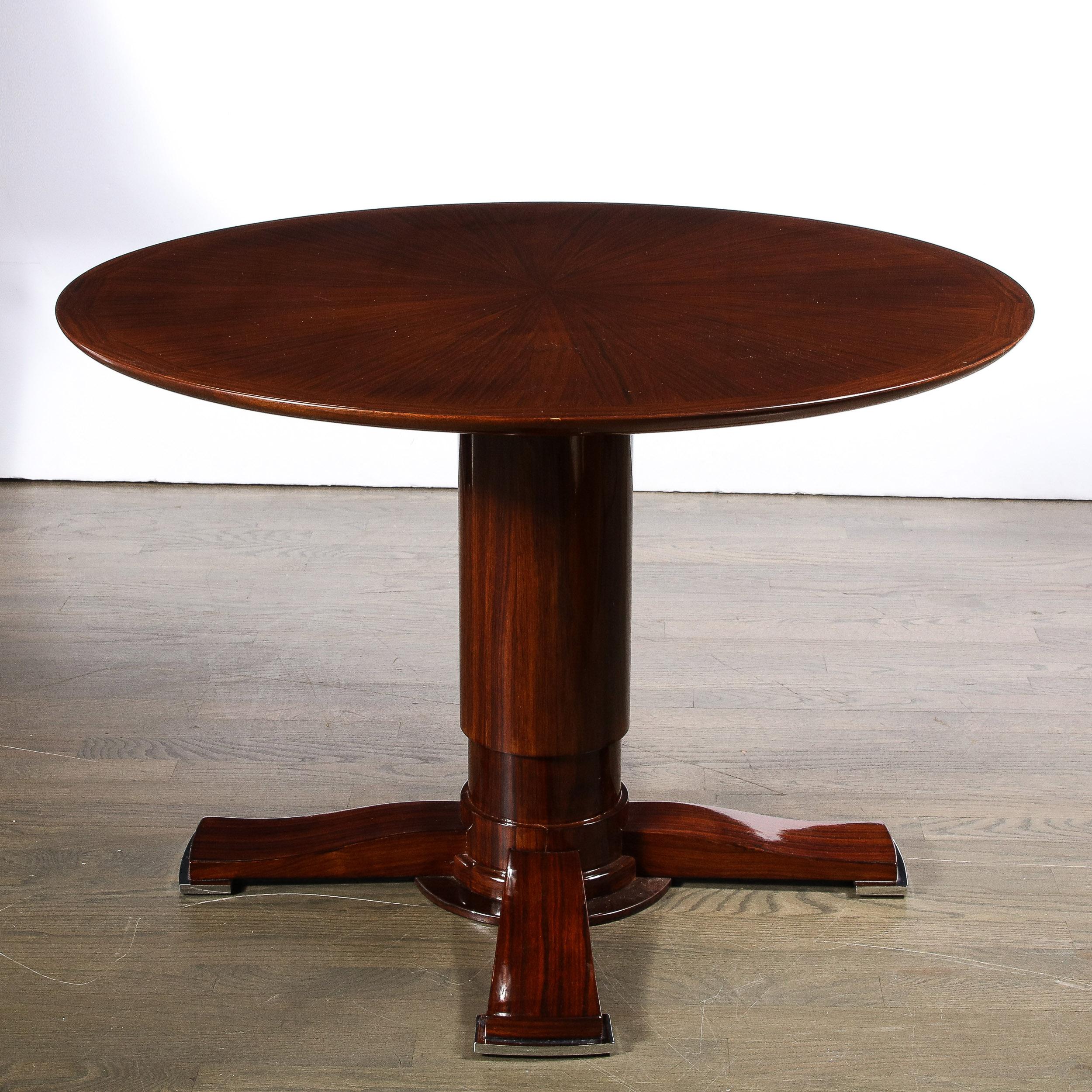 Art Deco Starburst Design Bookmatched Walnut Occasional Table by Jules Leleu 6