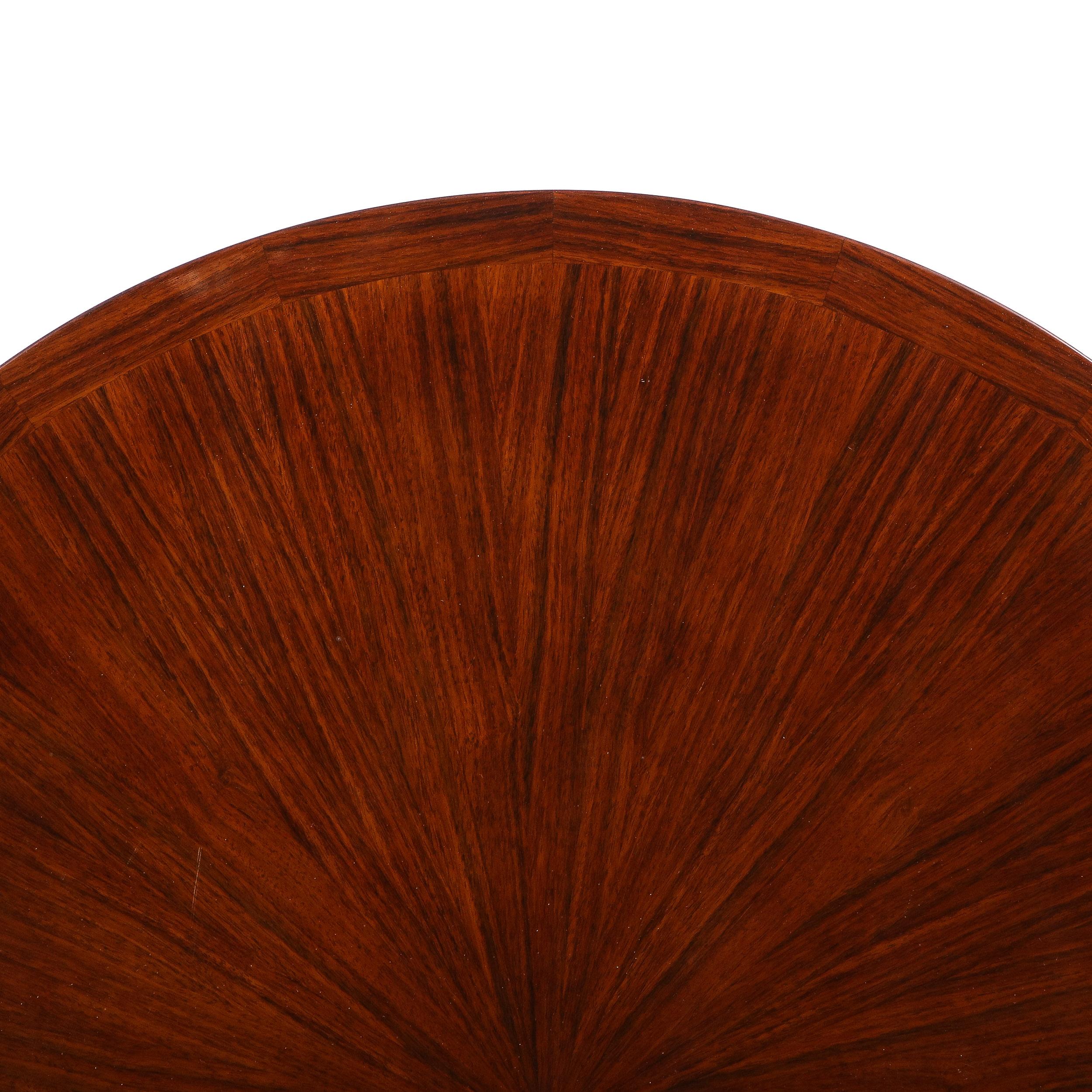 French Art Deco Starburst Design Bookmatched Walnut Occasional Table by Jules Leleu