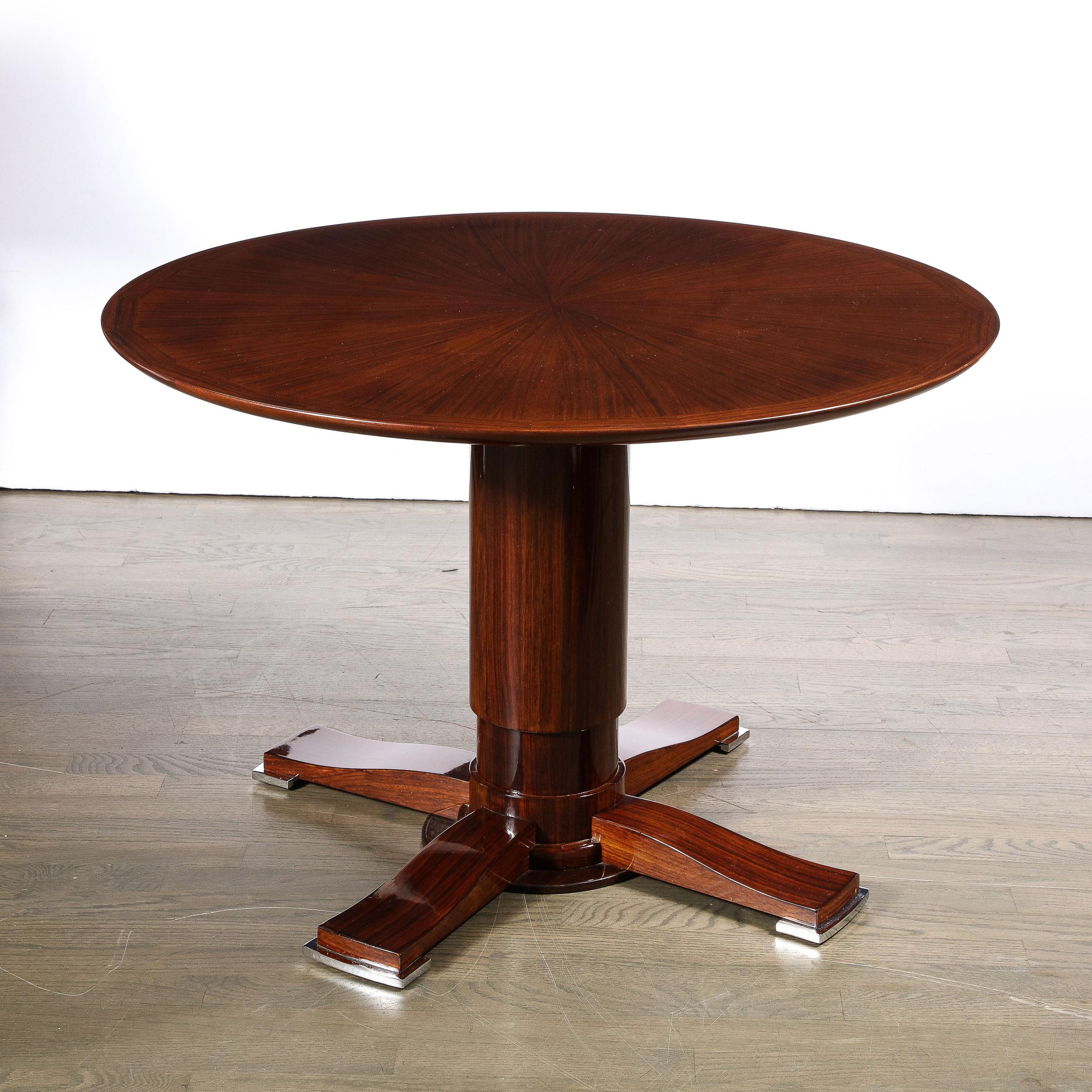 Art Deco Starburst Design Bookmatched Walnut Occasional Table by Jules Leleu 1