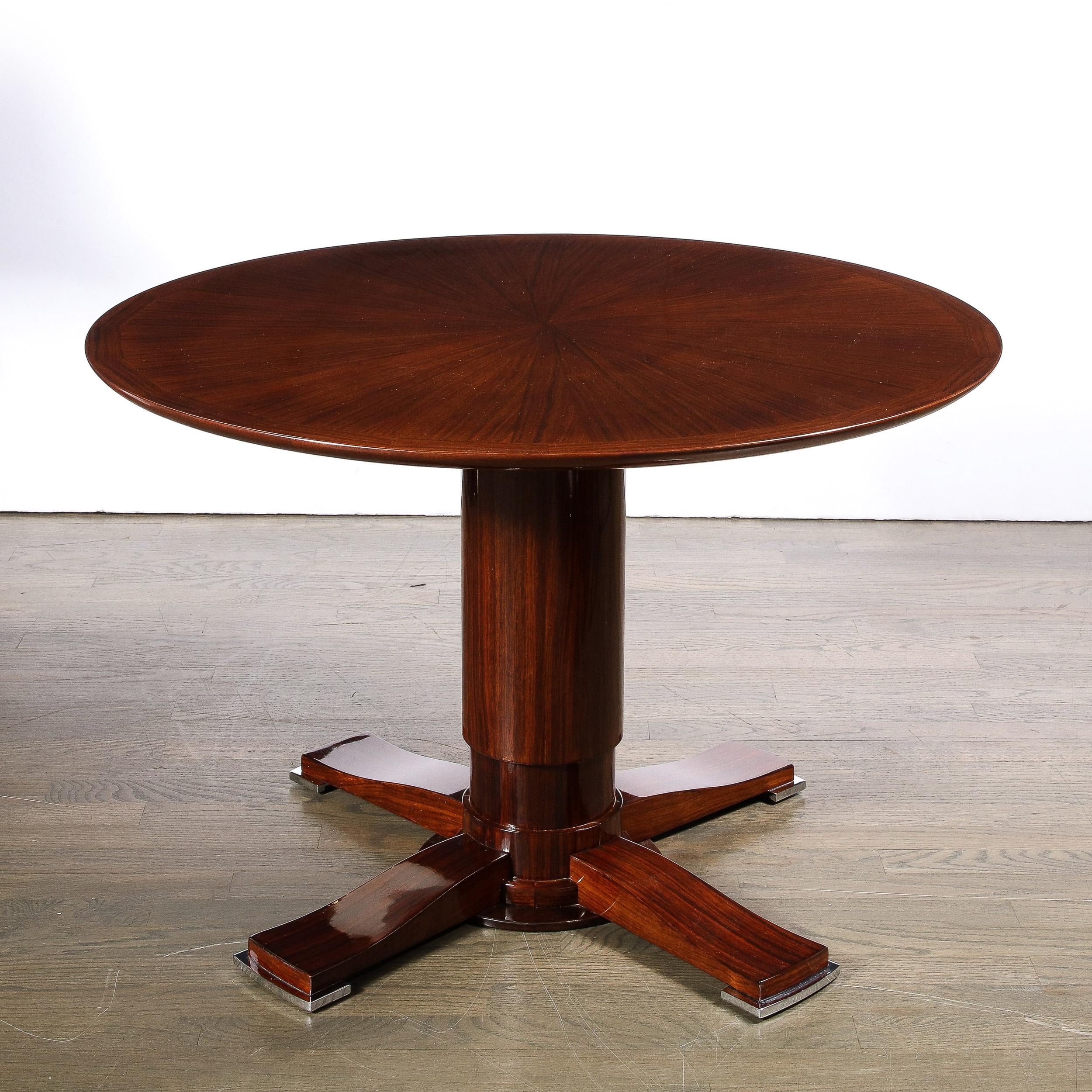 Art Deco Starburst Design Bookmatched Walnut Occasional Table by Jules Leleu 2
