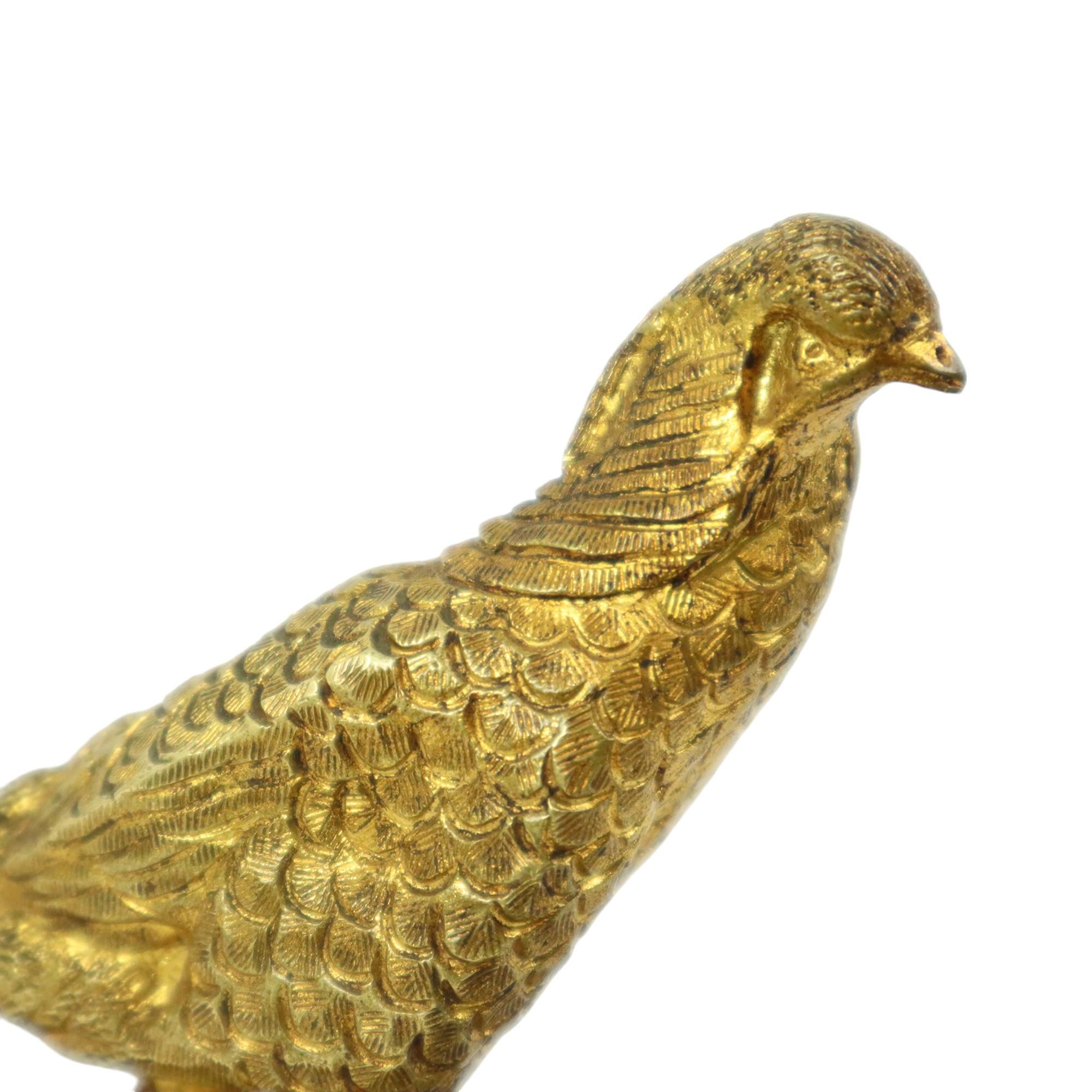 Statua Art Deco Fagiano Scultura Bronzo Dorato Marmo 1920s in vendita 5
