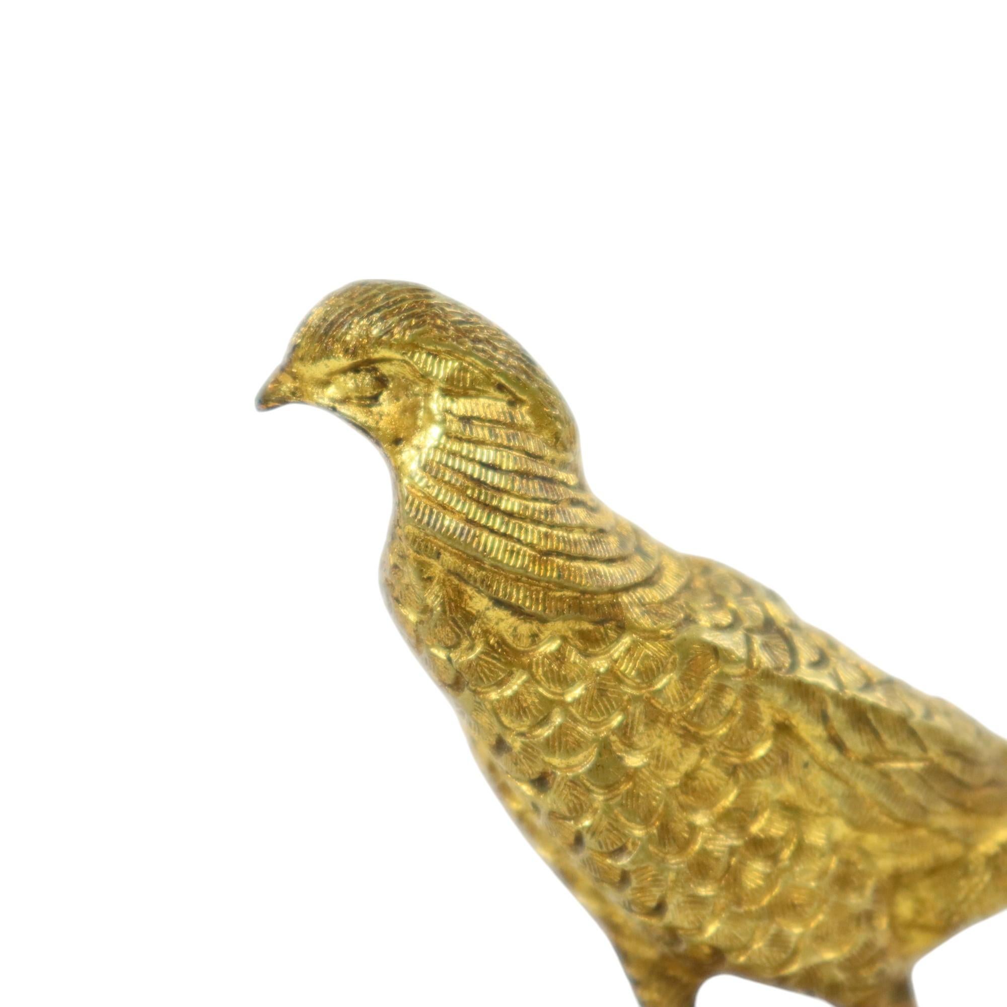 Statua Art Deco Fagiano Scultura Bronzo Dorato Marmo 1920s in vendita 2