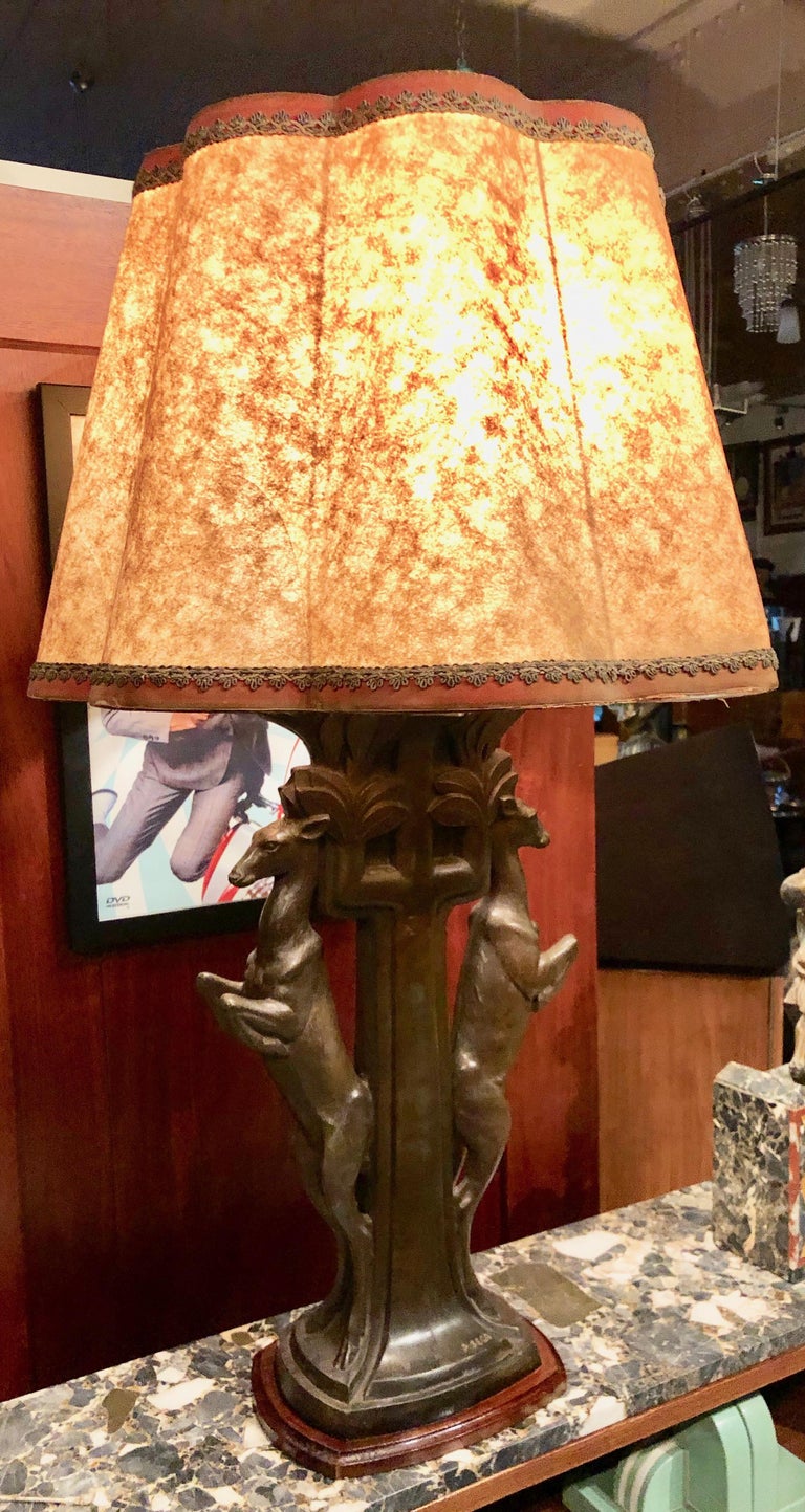 Art Deco Statue Table Lamp Gazelles French by P. Sega at 1stDibs p