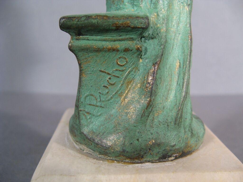 Français Statuette Art déco d'une femme avec un cimitre par A. Rucho (1930s) -1Y06