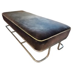 Art Deco "Steamer" Chromed Steel & Velvet Lounge/Daybed by Kem Weber for Lloyd