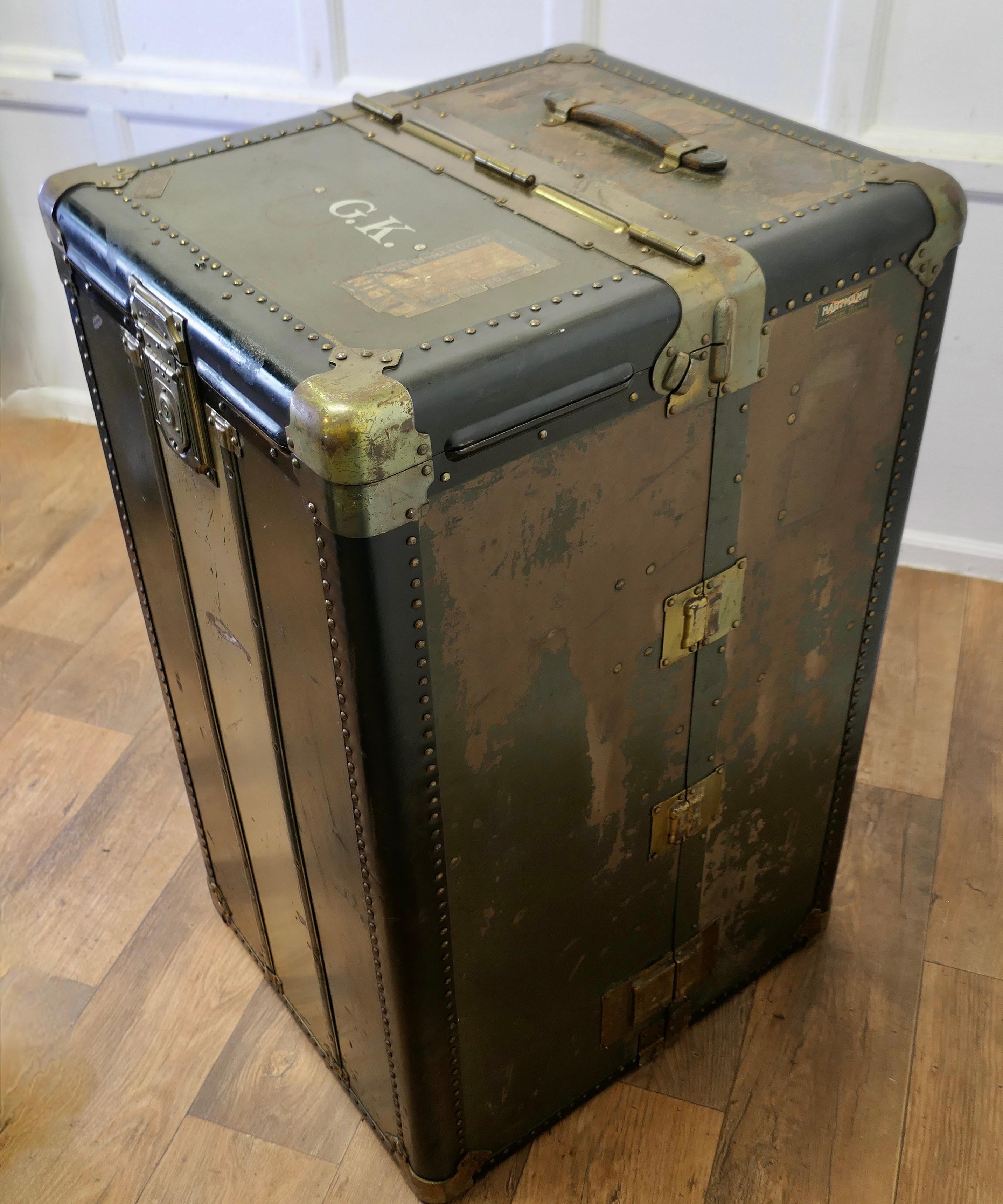 Art Deco Steamer Trunk or Cabin Wardrobe by Hartman Luggage Co.    For Sale 7