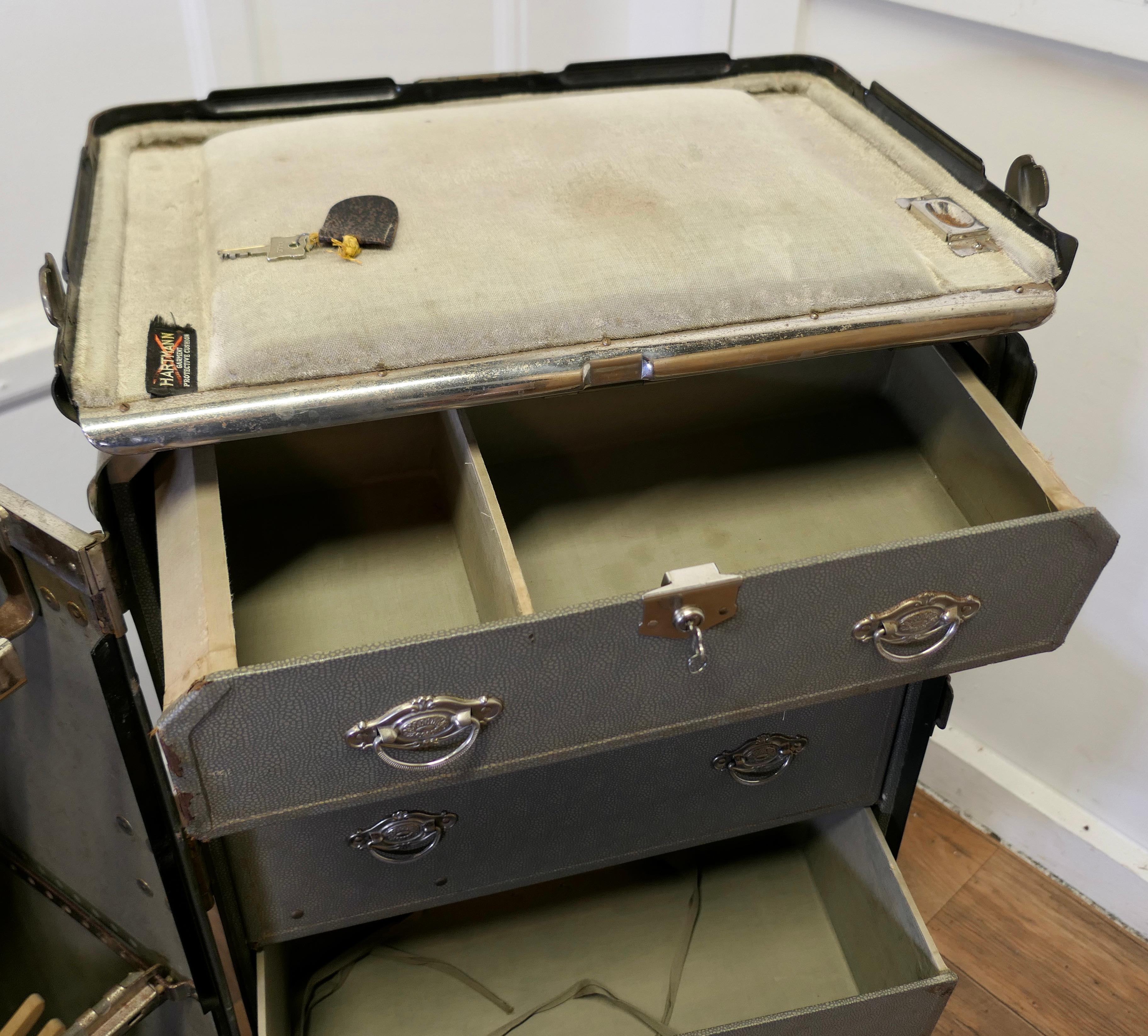 Art Deco Steamer Trunk or Cabin Wardrobe by Hartman Luggage Co.    In Good Condition For Sale In Chillerton, Isle of Wight
