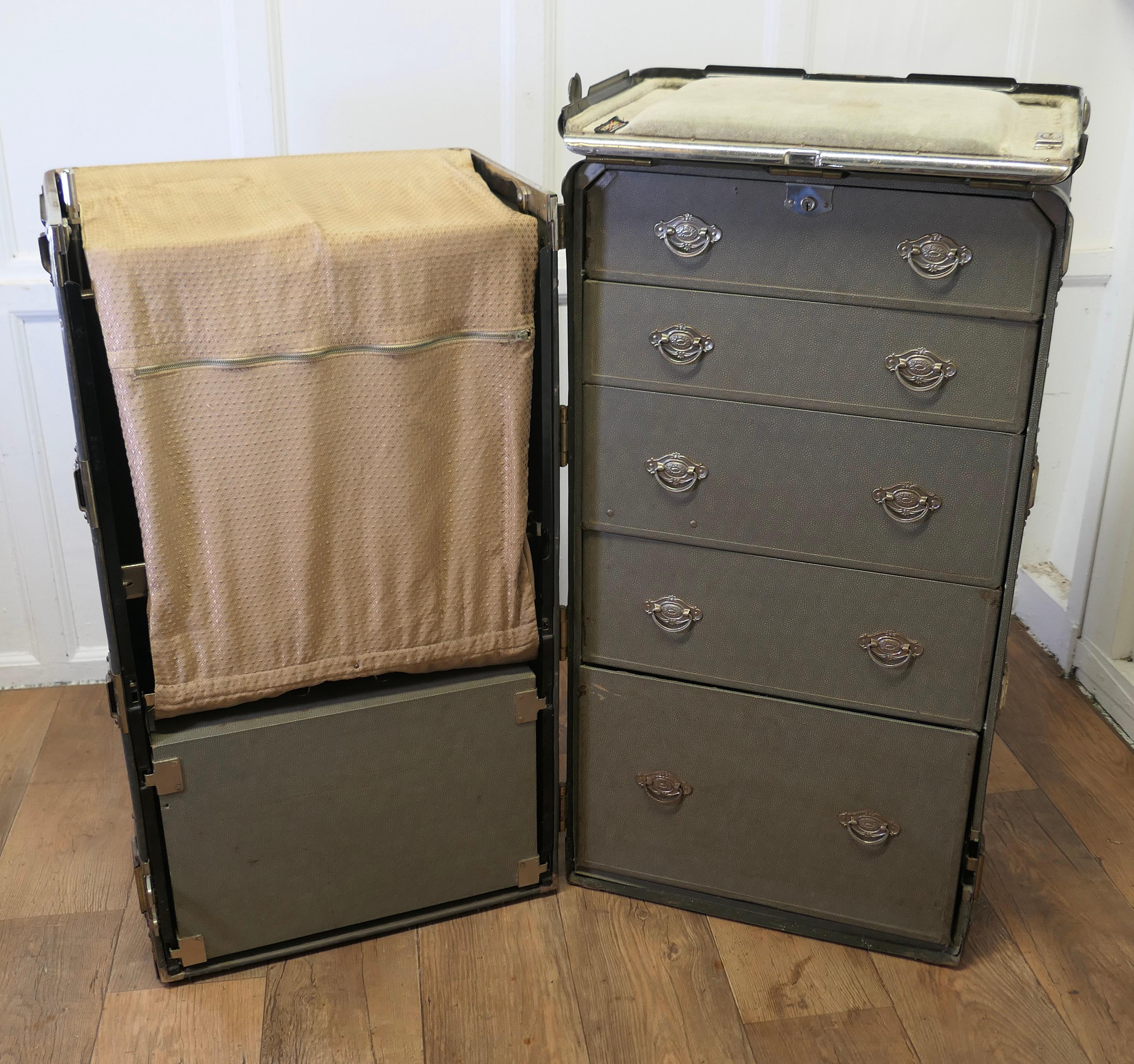 Early 20th Century Art Deco Steamer Trunk or Cabin Wardrobe by Hartman Luggage Co.    For Sale
