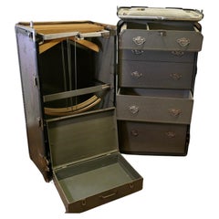 Used Art Deco Steamer Trunk or Cabin Wardrobe by Hartman Luggage Co.   