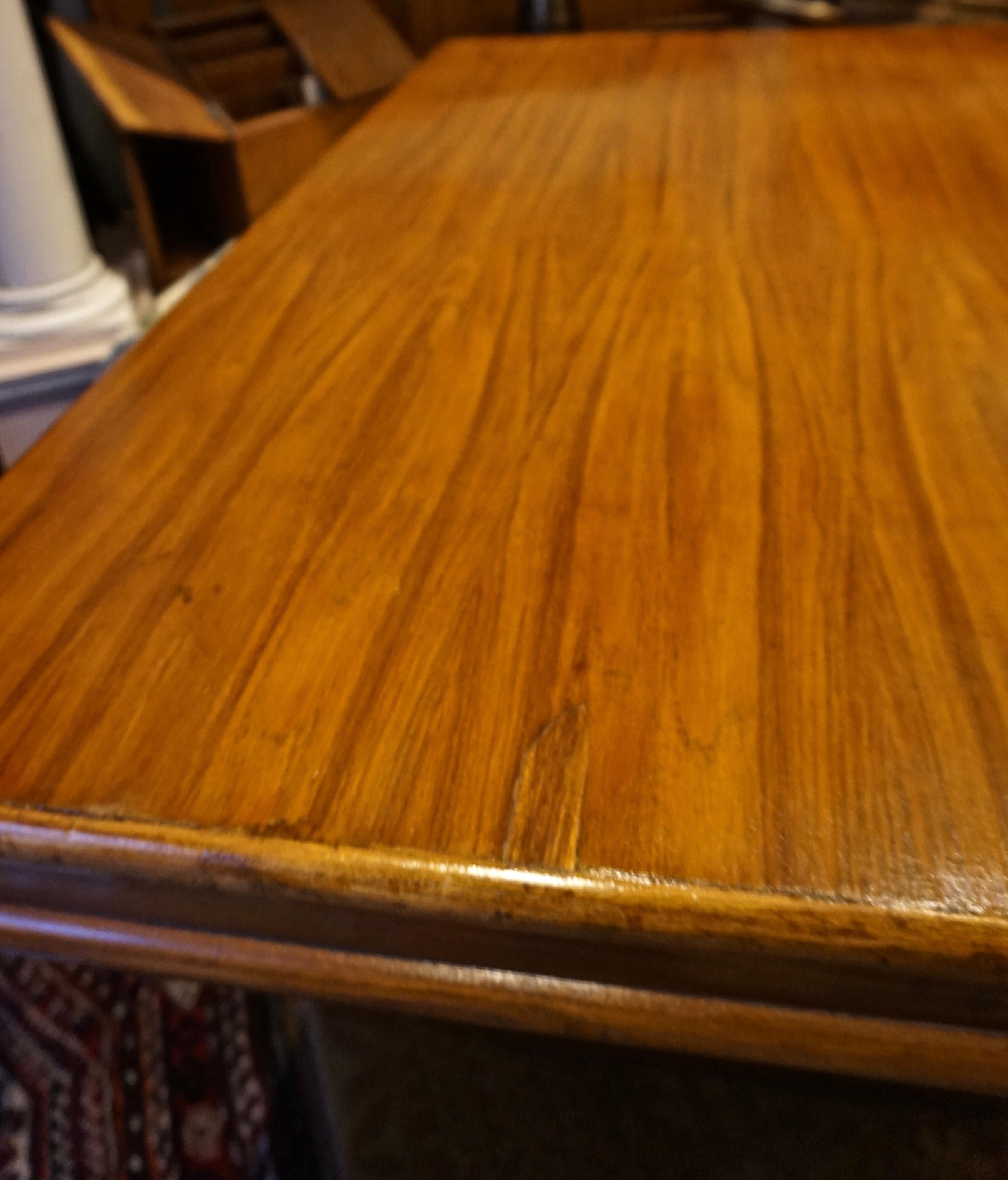 Carved Art Deco Steamship Chimney Teak Dining Table Desk For Sale