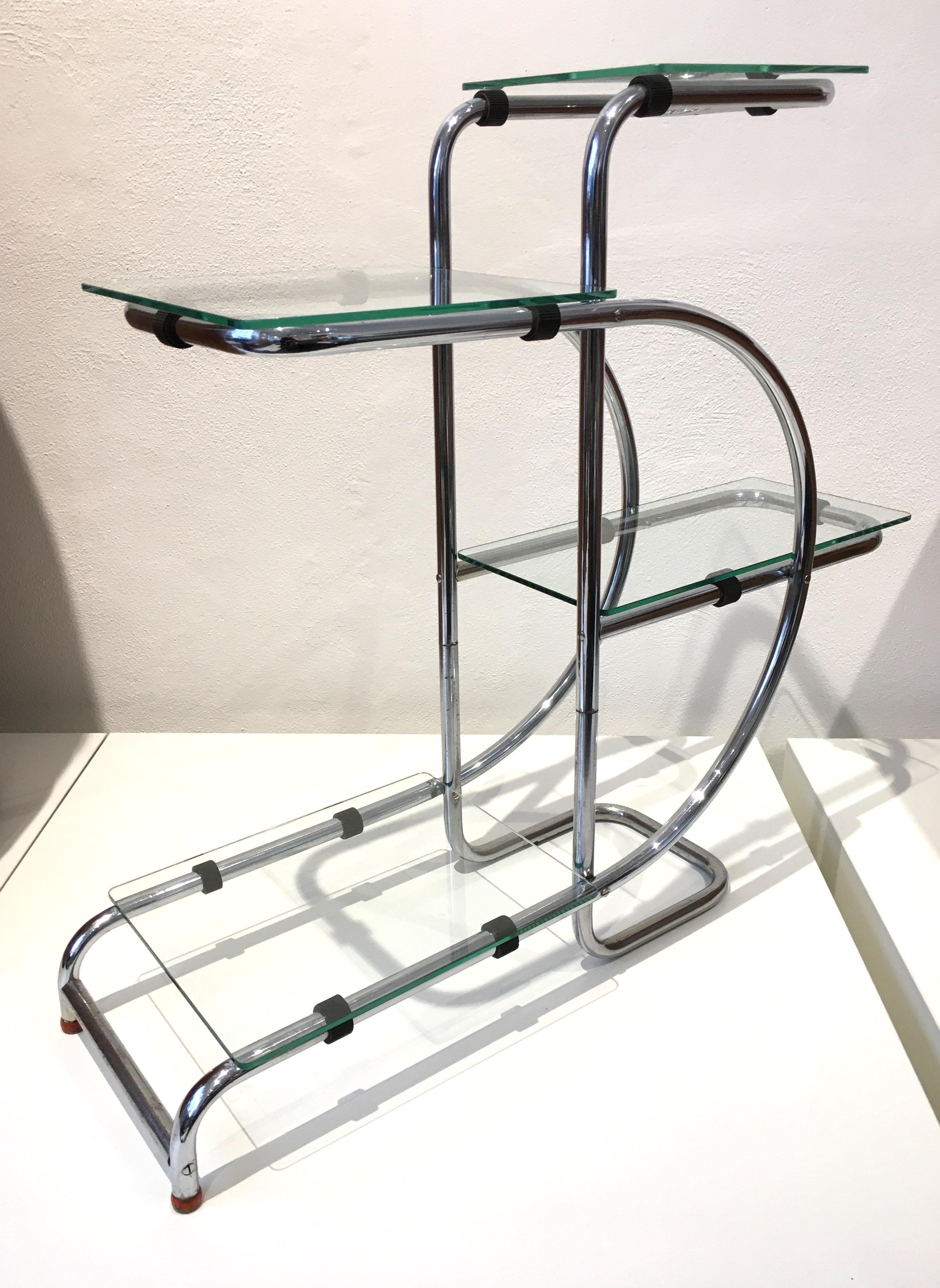 Art Deco Steel and Glass Étagère, 1930s 3