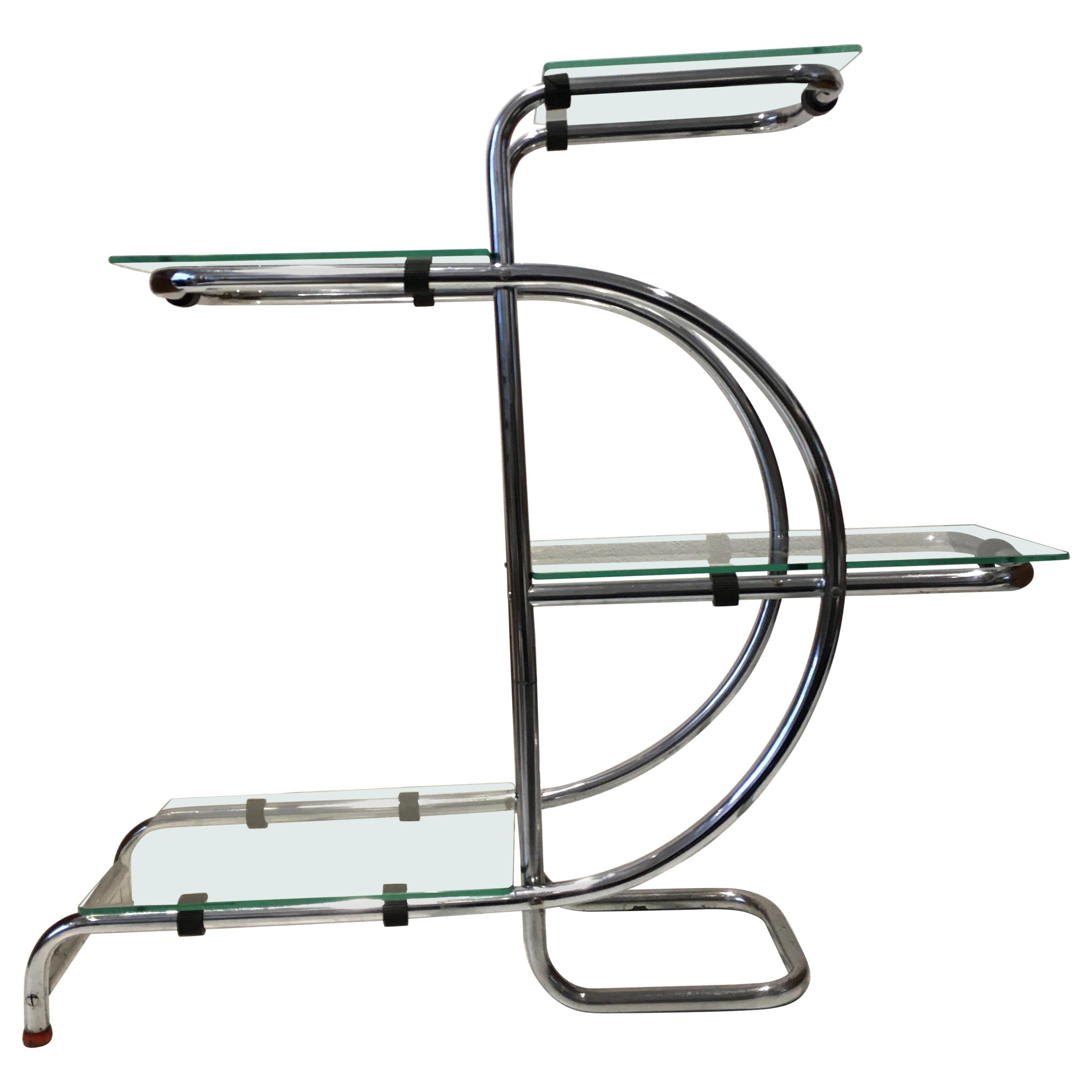 Art Deco Steel and Glass Étagère, 1930s