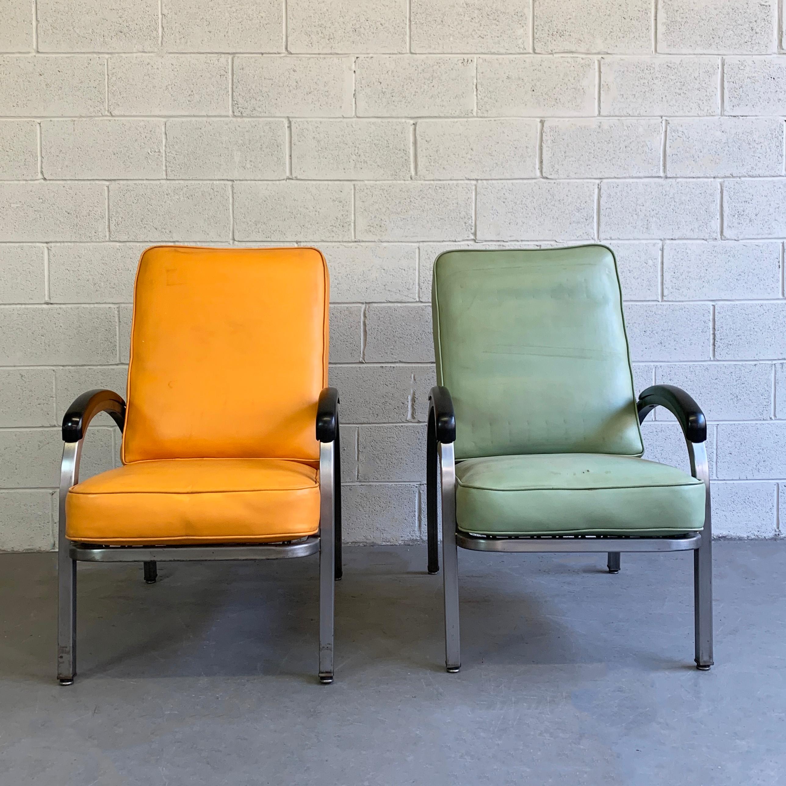 Art Deco Steel Armchairs by Norman Bel Geddes for Simmons Company Furniture In Good Condition In Brooklyn, NY