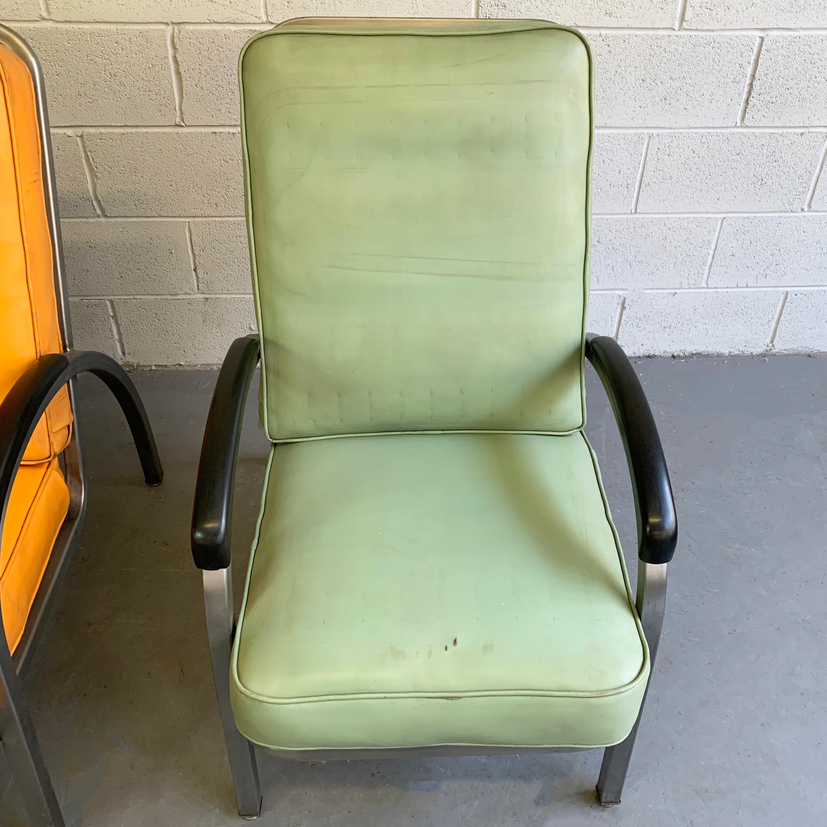 Fabric Art Deco Steel Armchairs by Norman Bel Geddes for Simmons Company Furniture