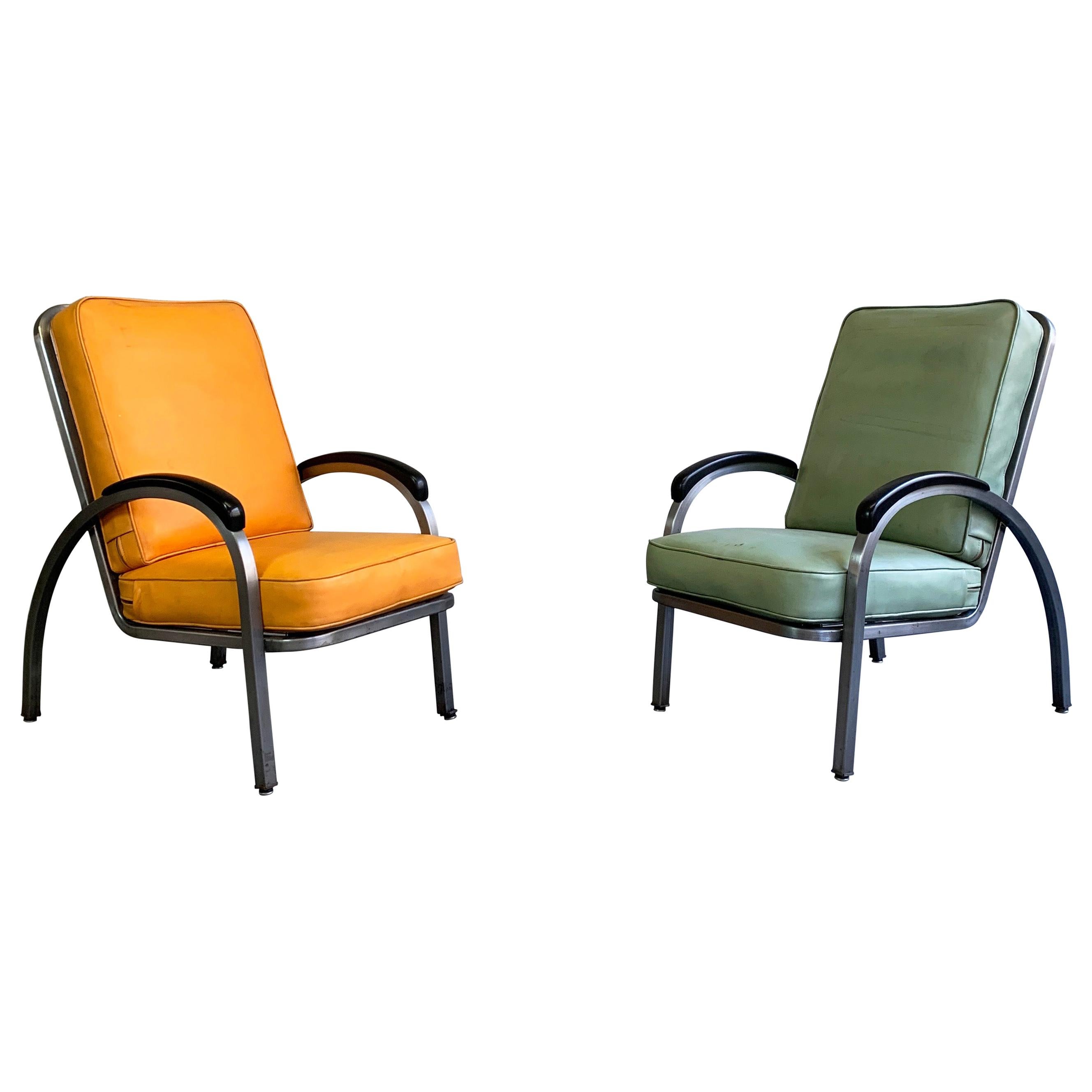 Art Deco Steel Armchairs by Norman Bel Geddes for Simmons Company Furniture