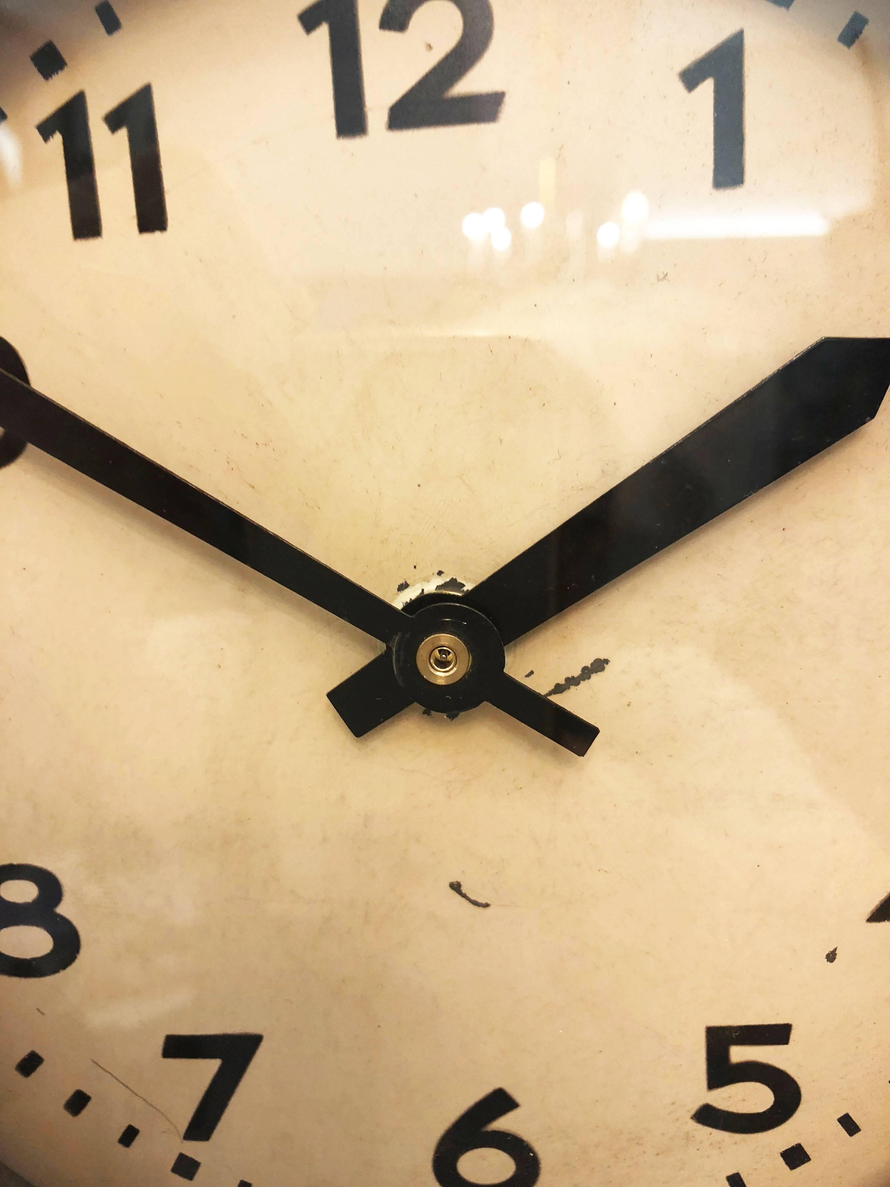 Mid-20th Century Art Deco Steel Wall Clock