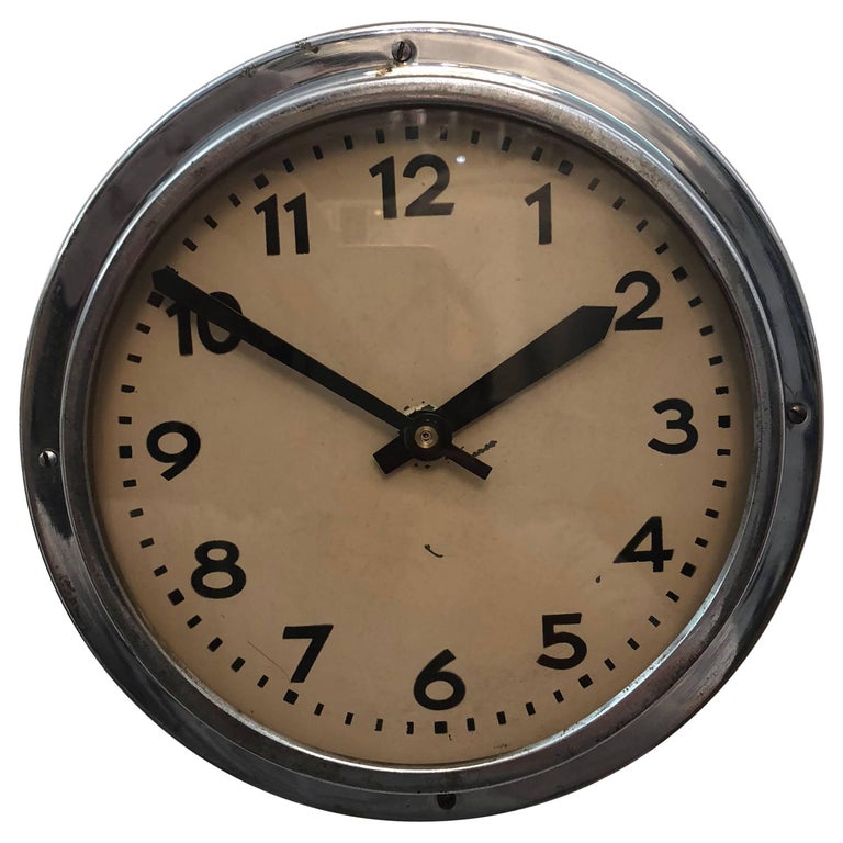 Art Deco Steel Wall Clock at 1stDibs